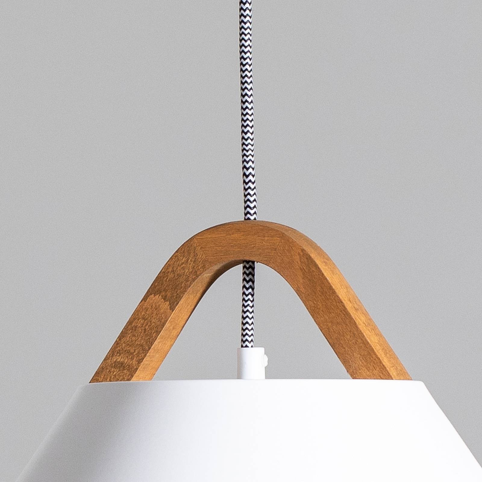 Żyrandol Funda, brązowy/biały, Ø 30 cm, stal/drewno/szkło