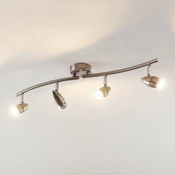 ELC Kalean LED plafondspot, nikkel, 4-lamps