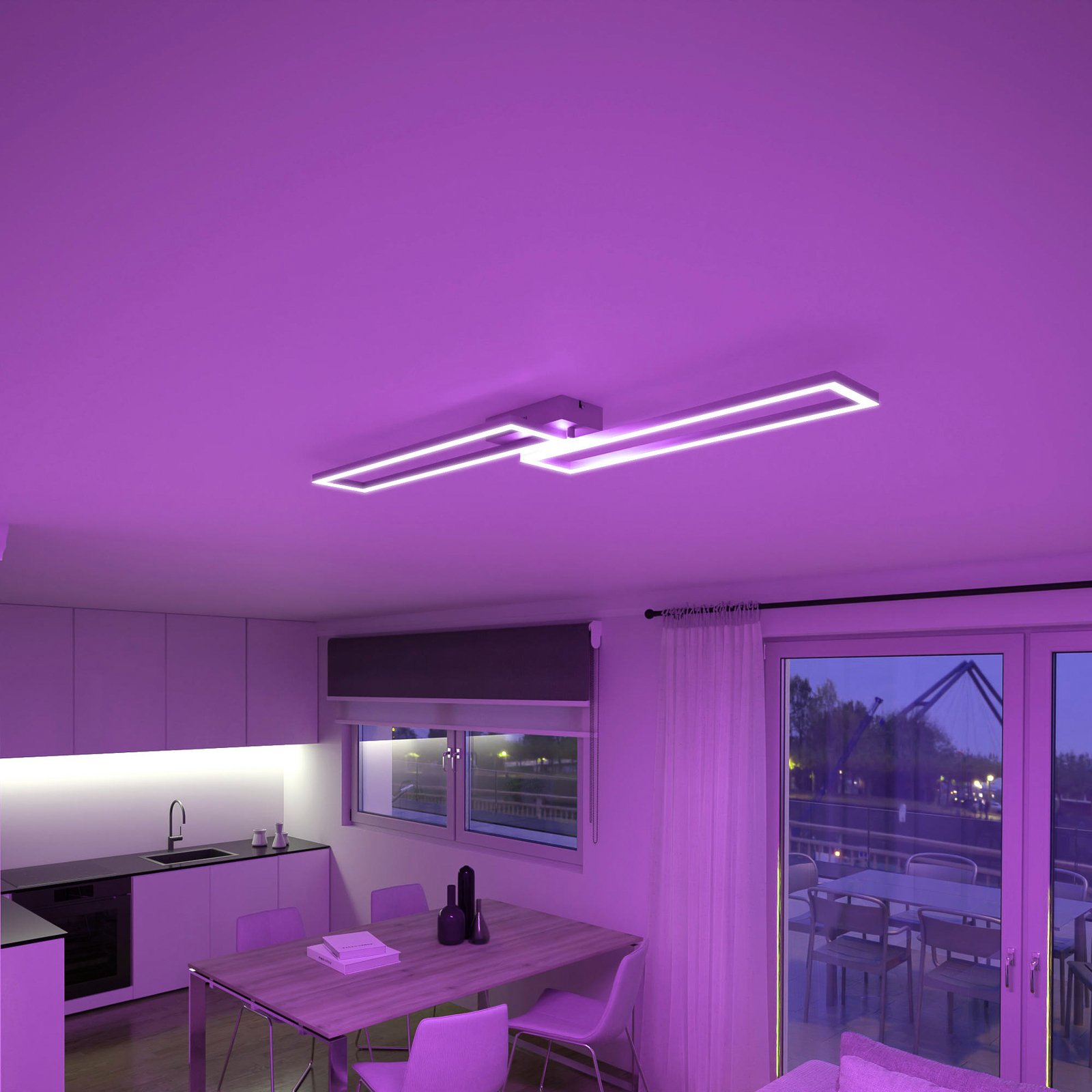 Müller Licht tint LED ceiling light Ciso, RGB, CCT, silver