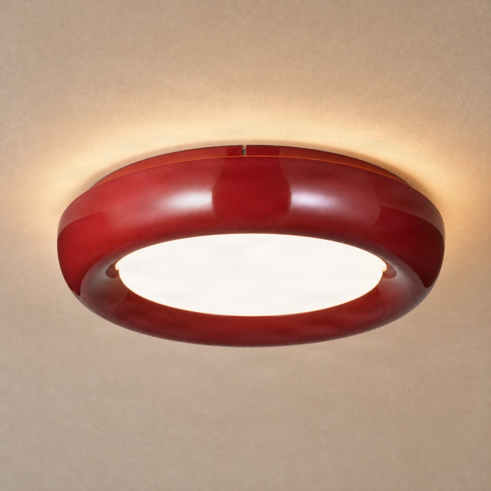 LED-taklampe Lennox, rød, 3-trinns dimbar, Ø 43 cm – Lindby - Stue - Moderne - Metall - Med en lyskilde