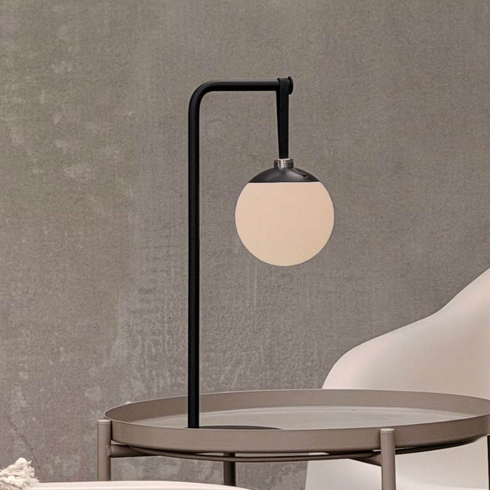 Dyberg Larsen LED-akutoitel töötav dekoratiivlamp Odin, must/valge, IP44