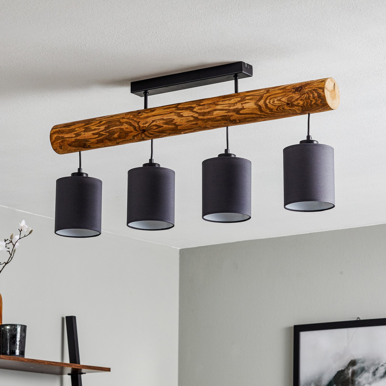Furesta ceiling light stained, anthracite, 4bulb Lights.co.uk