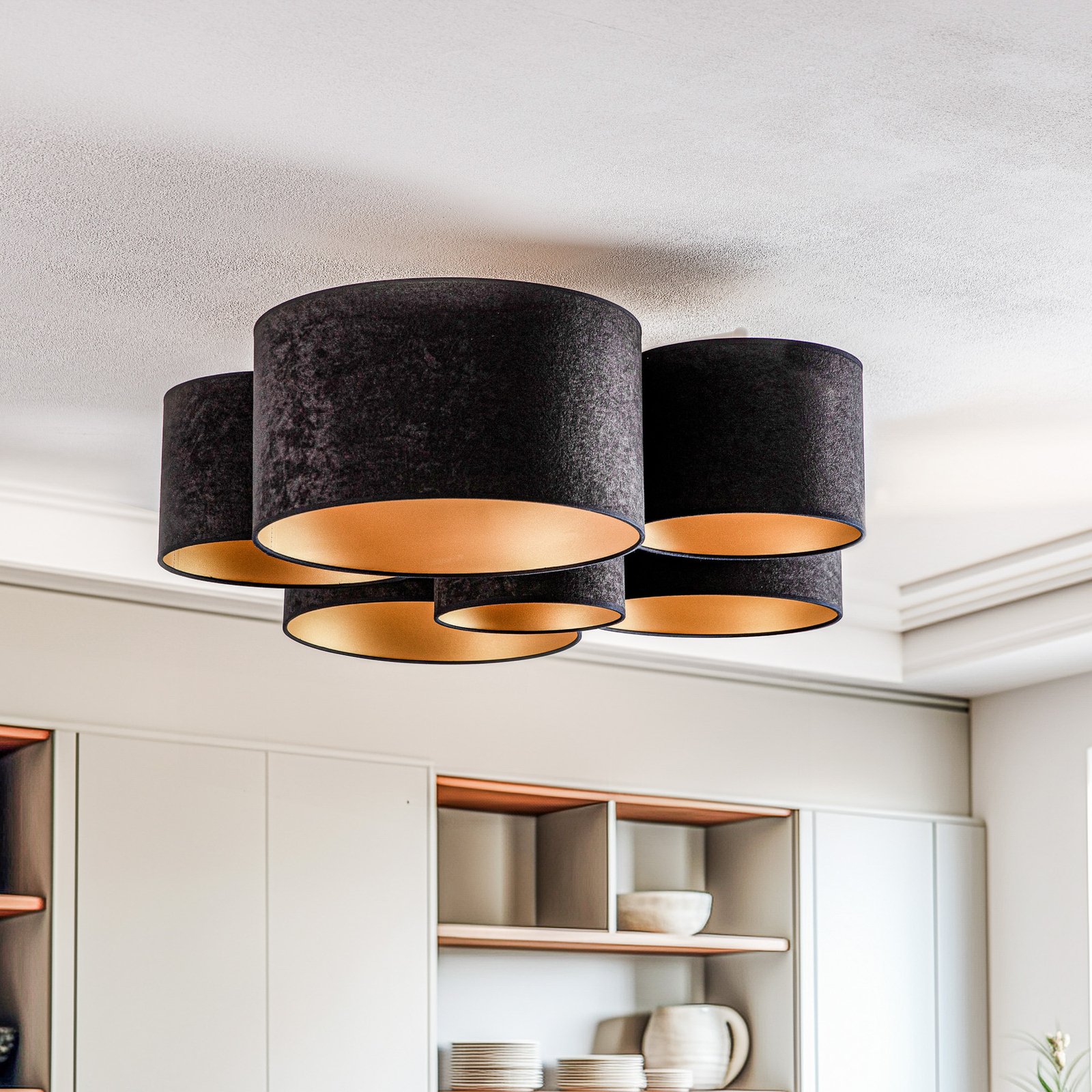 Lodge 6 Plafondlamp Zwart/Goud - Euluna