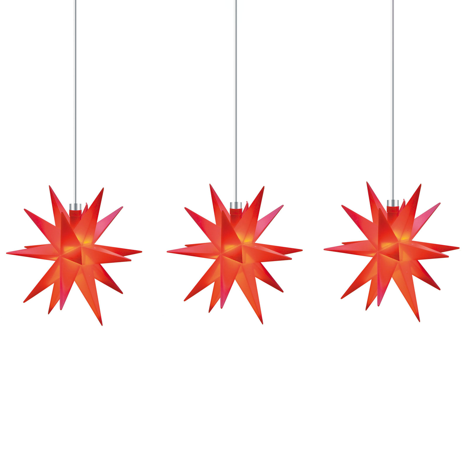 Lichterkette Stern innen, 18-Zacker, 3-flg., rot
