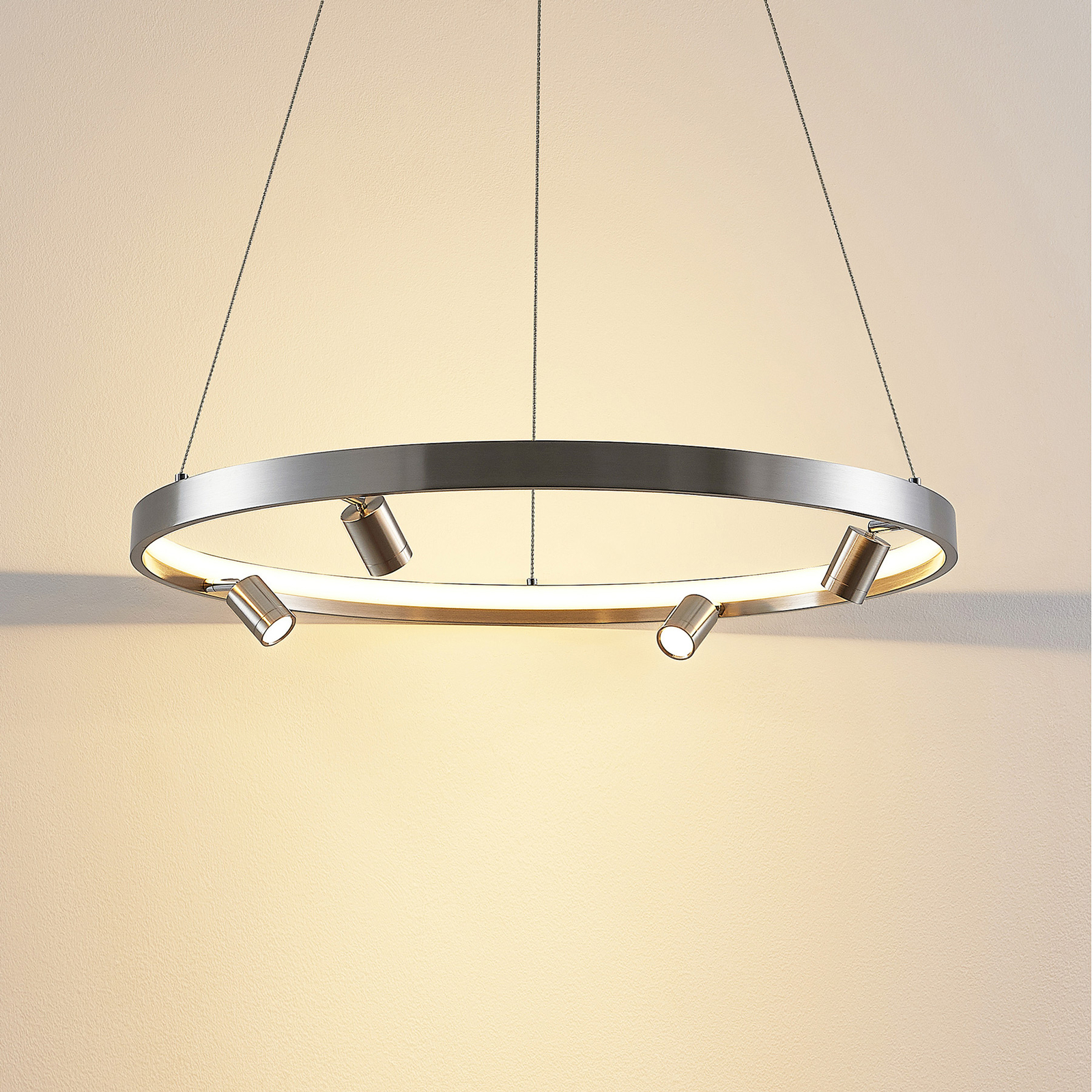 Lucande Paliva LED hanglamp, 64 cm, nikkel
