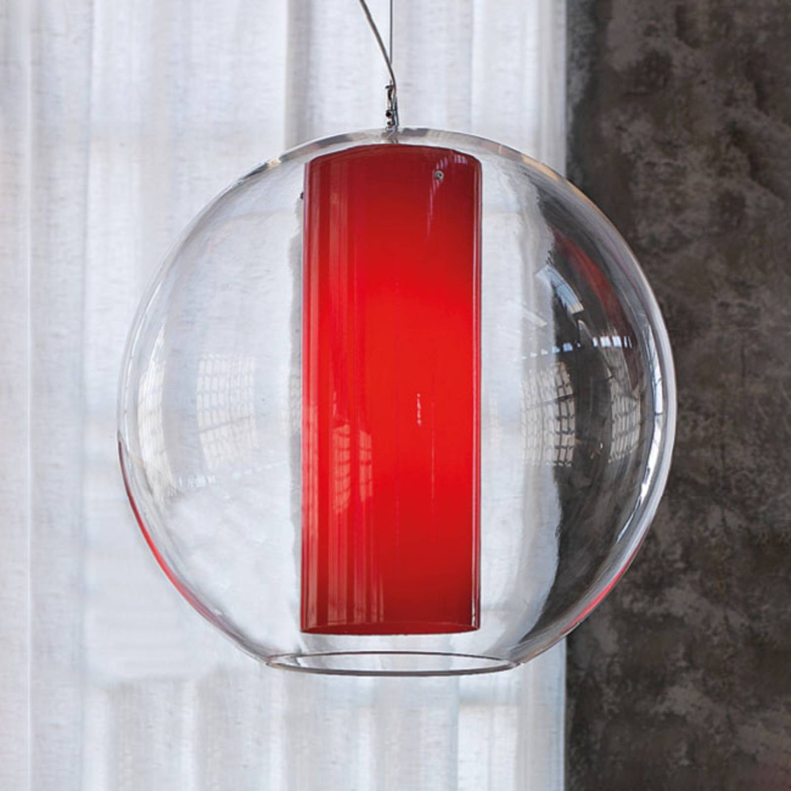 Image of Modo Luce Bolla suspension plastique rouge Ø 60 cm 