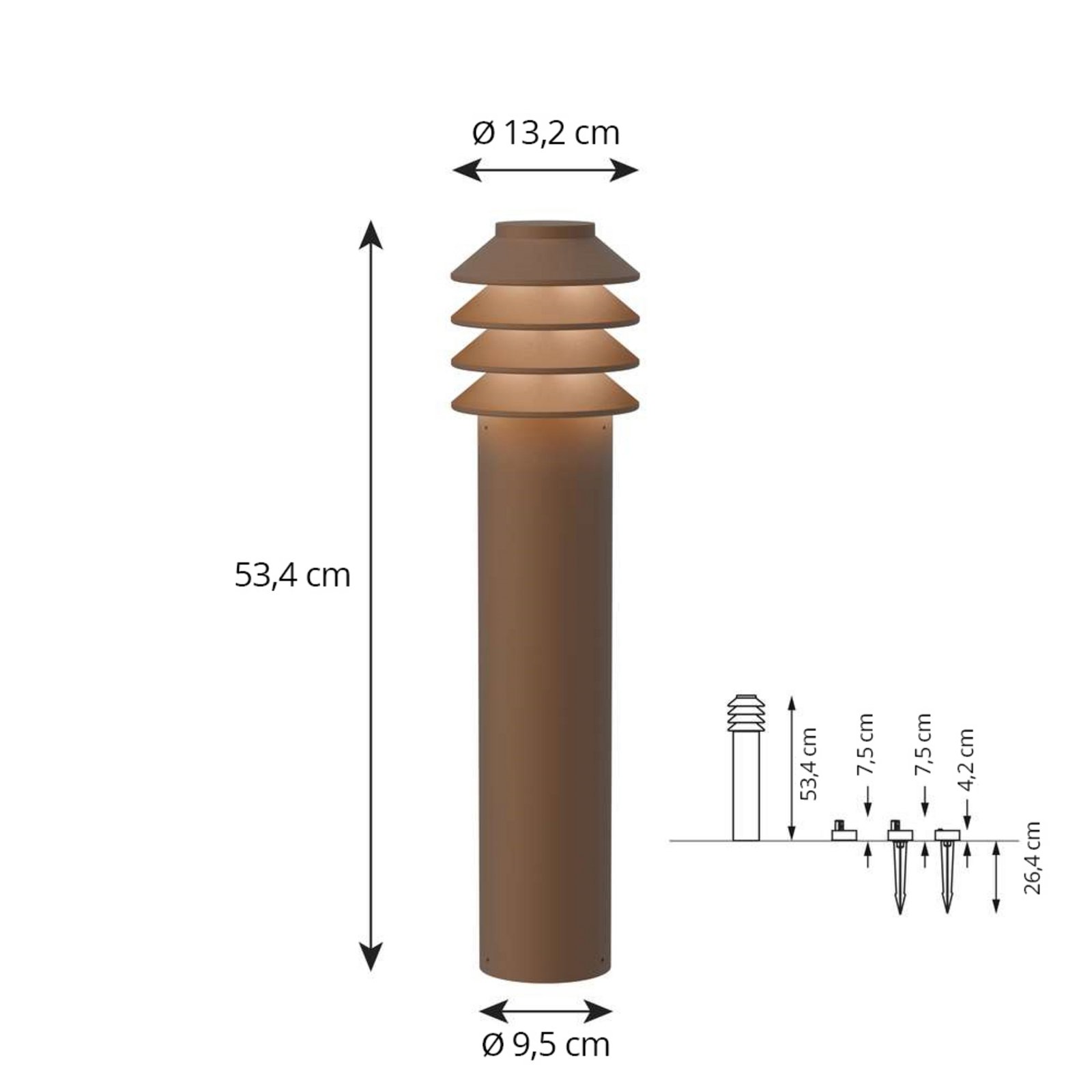 Bysted Garden 53 cm 2700K Jordklump corten - Louis Poulsen