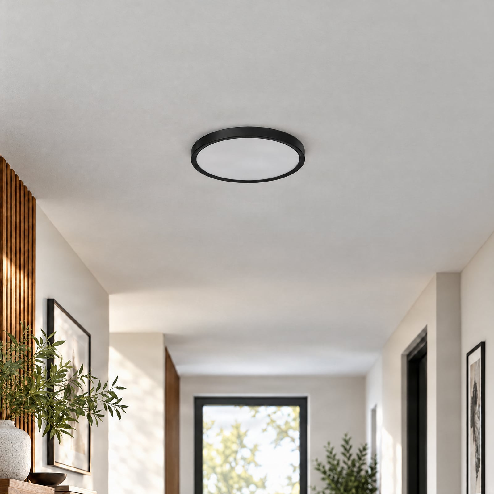 Lindby LED stropna svjetiljka Pravin, Ø 40 cm, 3.000 K, crna Lindby LED stropna svjetiljka Pravin, Ø 40 cm, 3.000 K, crna