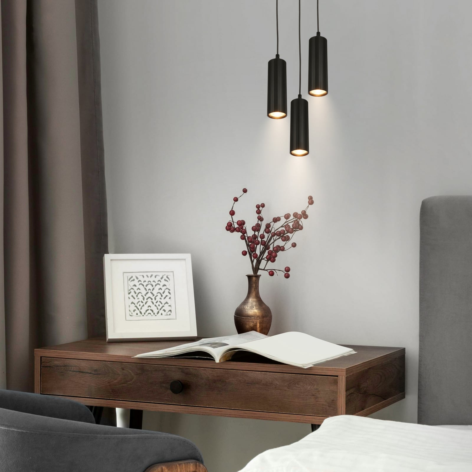 Suspension Ida, noire, à 3 lampes, Ø 20 cm, GU10 Suspension Ida, noire, à 3 lampes, Ø 20 cm, GU10