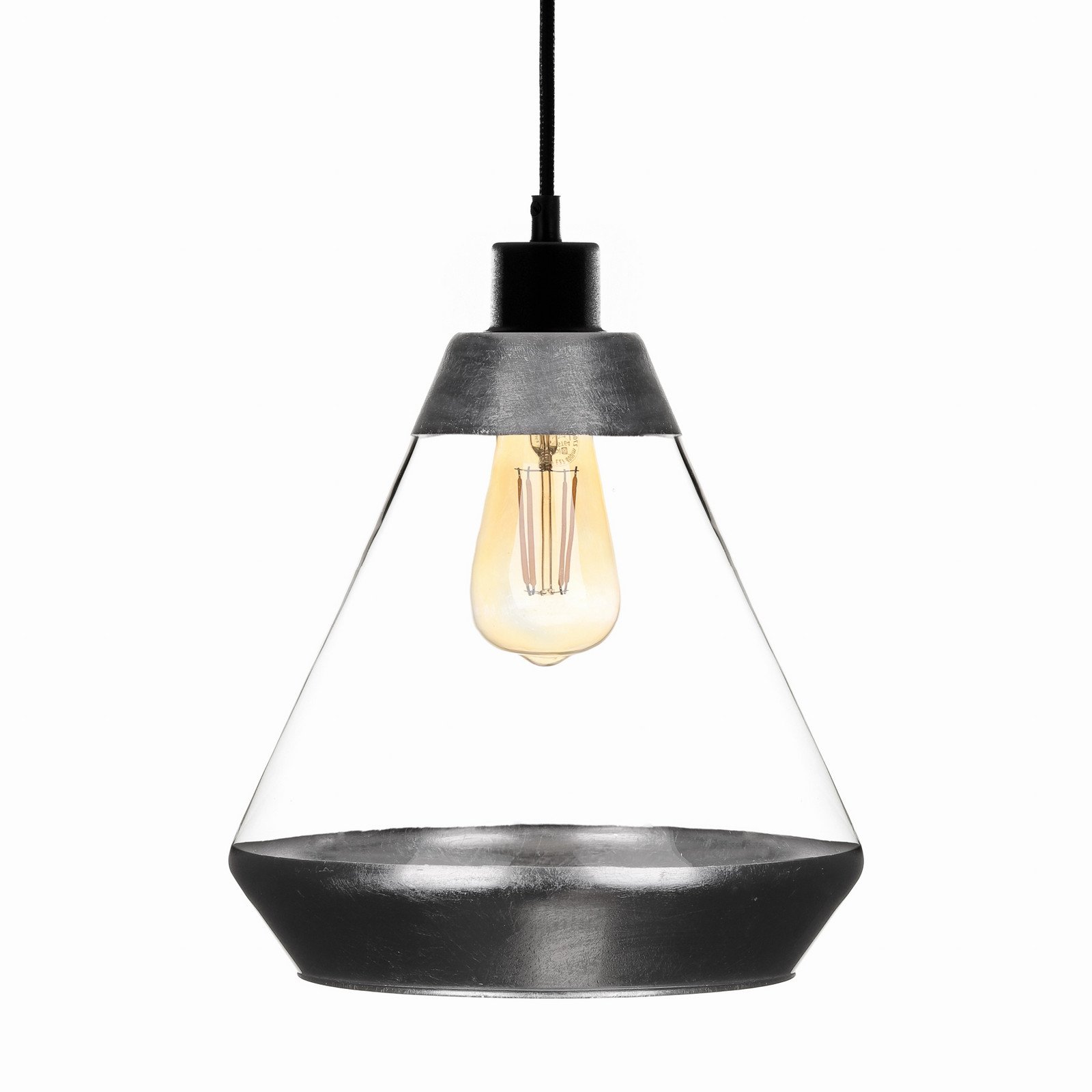 Solbika Lighting Lampă suspendată Lonceng din sticlă decor argintiu - Camera de zi / sufragerie - Modern - transparent argintiu negru