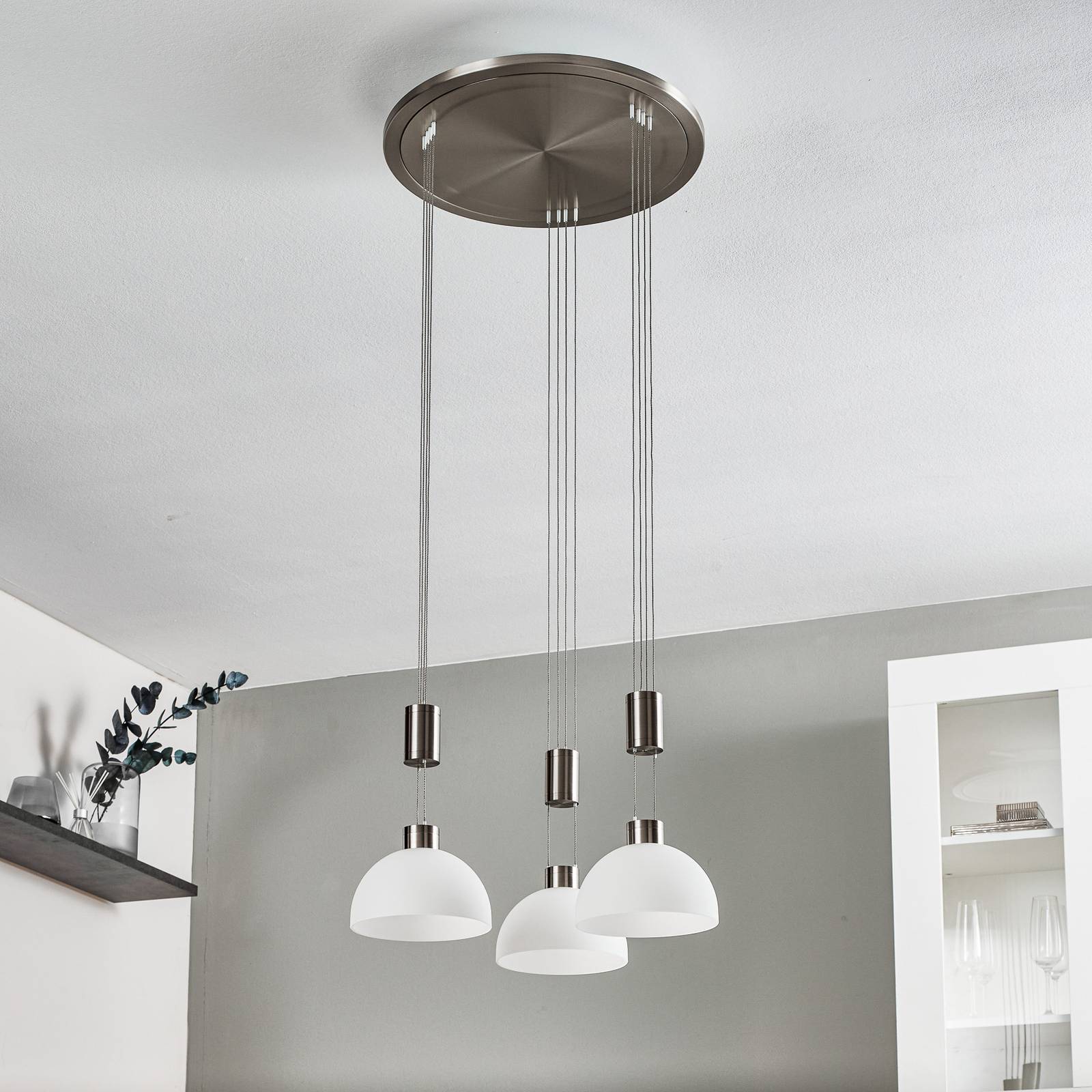 Rothfels Laurena Suspension LED à 3 lampes ronde nickel