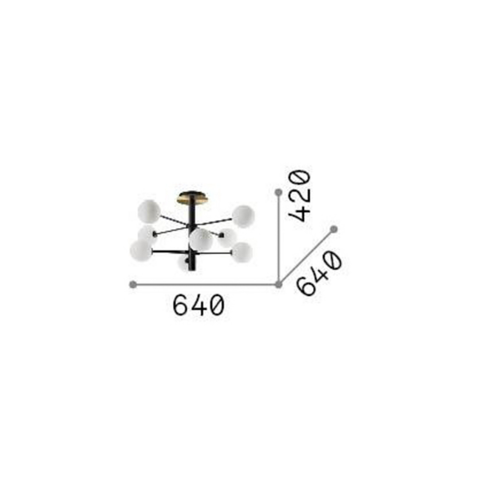 Ideal Lux Cosmopolitan plafonieră de lux negru metal sticlă 8flg.