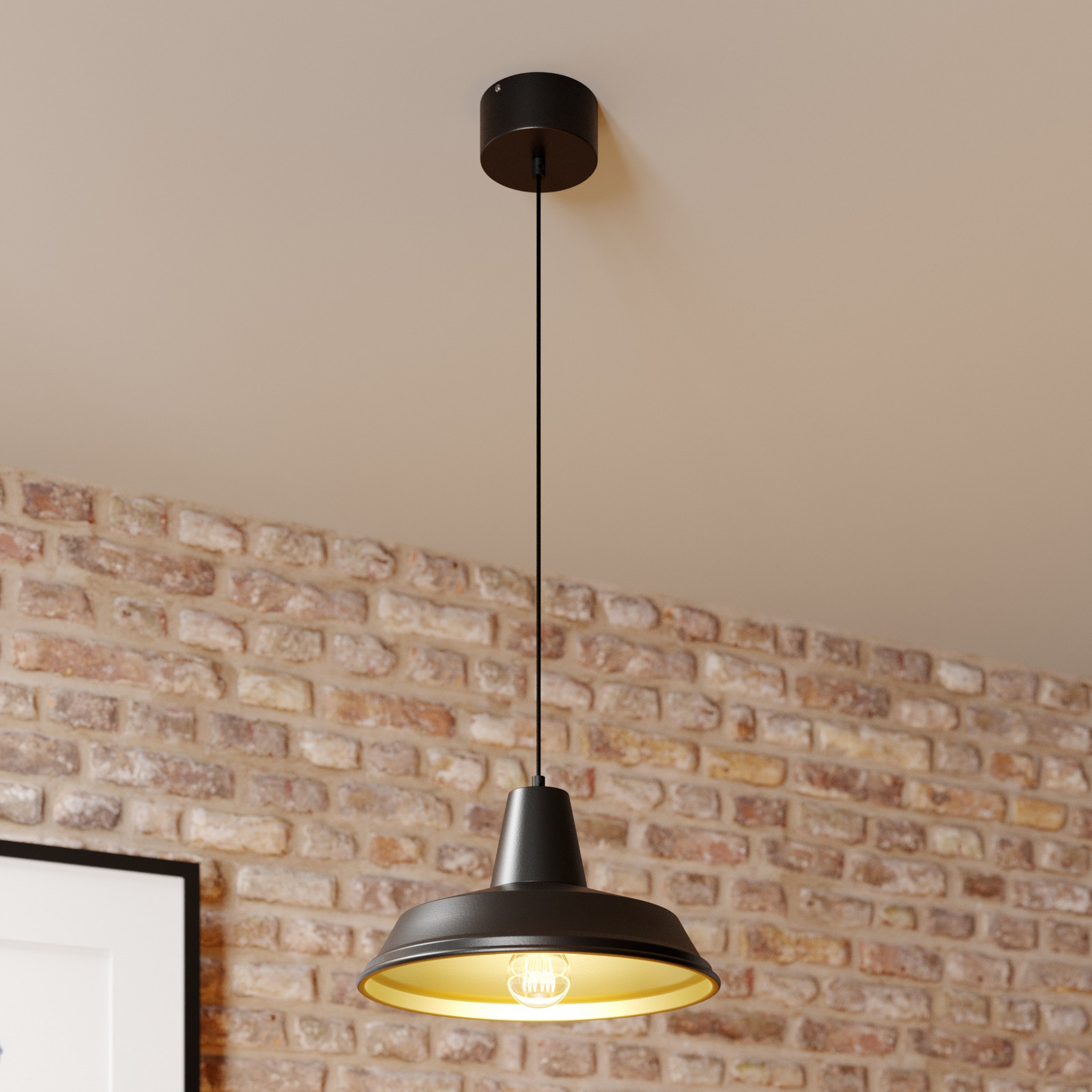 Luminex Lampă suspendată Class negru/auriu - Camera de zi / sufragerie - negru auriu - Metal
