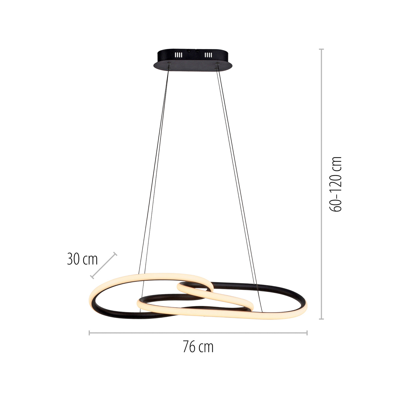 LED pakabinamas šviestuvas „TWIST“, juodos spalvos, ilgis 76 cm, metalinis LED pakabinamas šviestuvas „TWIST“, juodos spalvos, ilgis 76 cm, metalinis