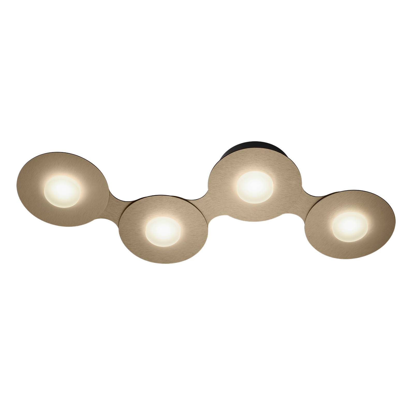 grossmann - disc lampa sufitowa, z?otobr?zowa, 4-pkt, do salonu / jadalni, aluminium szczotkowane, akryl, 28.2w, d?. 67.9 cm, szer. 34.6 cm, wys. 6.5 cm