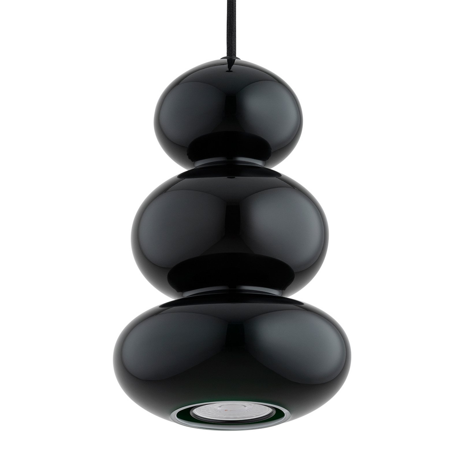 Hängeleuchte Oman, schwarz glänzend, Glas, Ø 14 cm