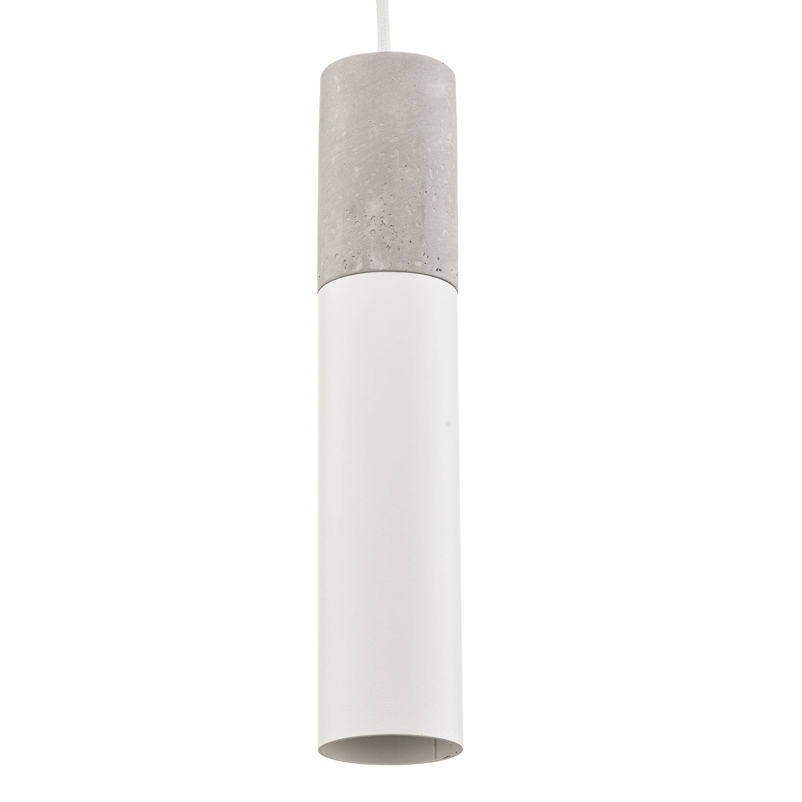 Lampa wisząca Tube, beton, biała, 1-punktowa