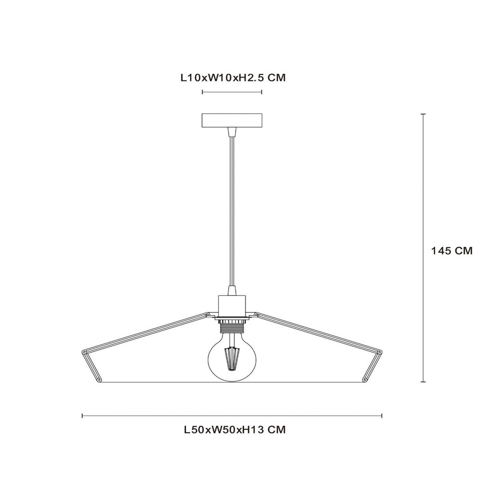 Lucide Lampă suspendată Yunkai din hârtie cu un singur bec Ø 50cm - Camera de zi / sufragerie - culori natur negru - Hârtie / Carton