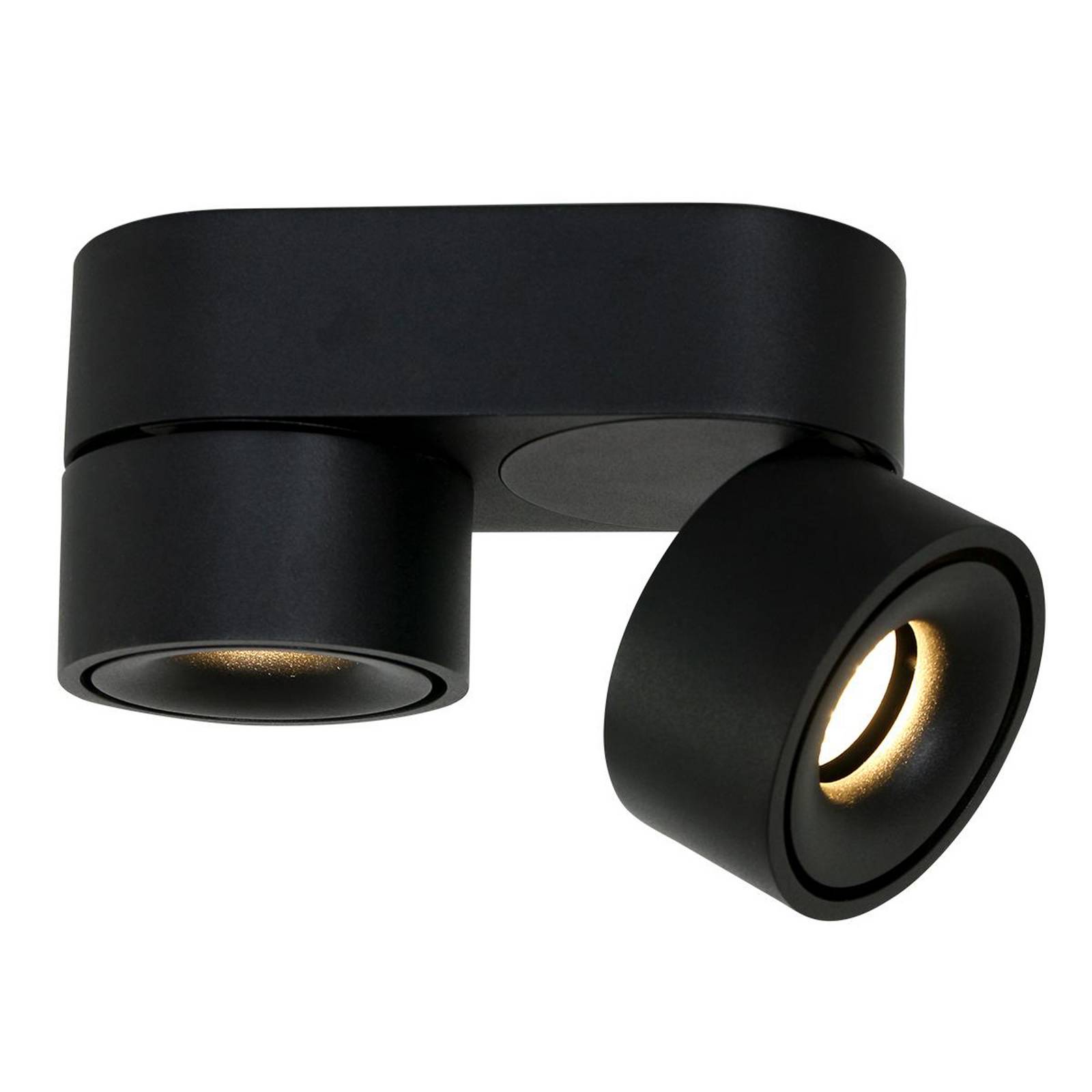 Reflektor sufitowy LED Fez, czarny, 2-punktowy, metalowy, obrotowy