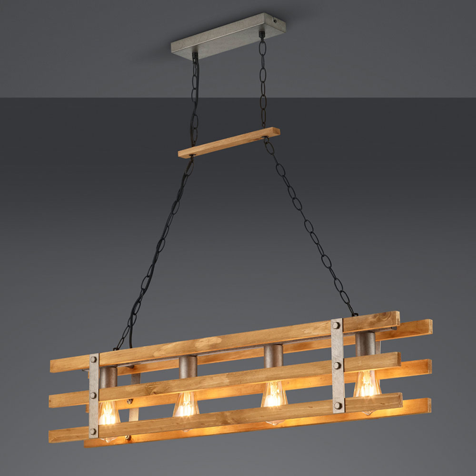 Hanglamp Khan in vintage-ontwerp, 4-lamps