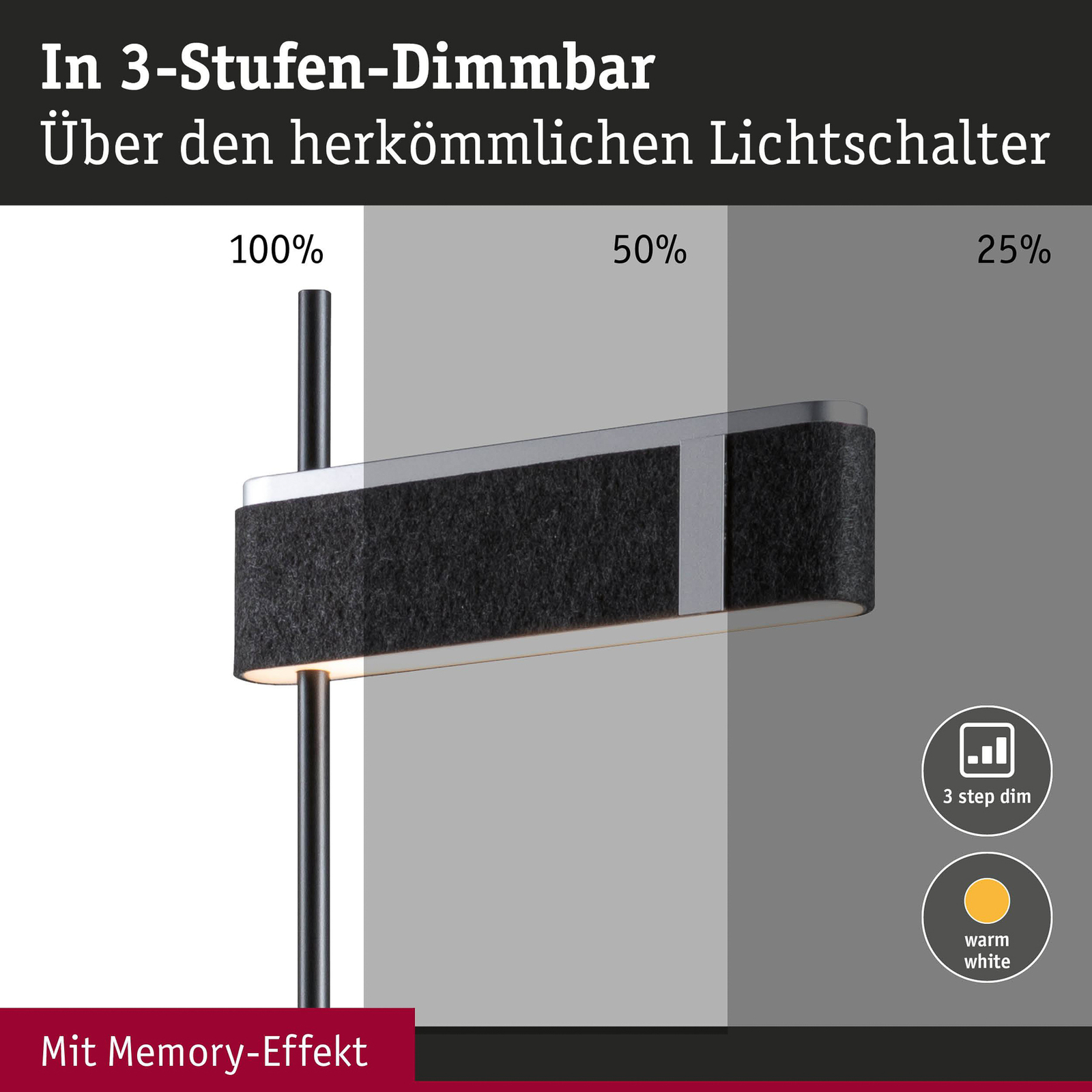 Jagun LED Golvlampa 3-Step-Dim Antrasitt - Paulmann