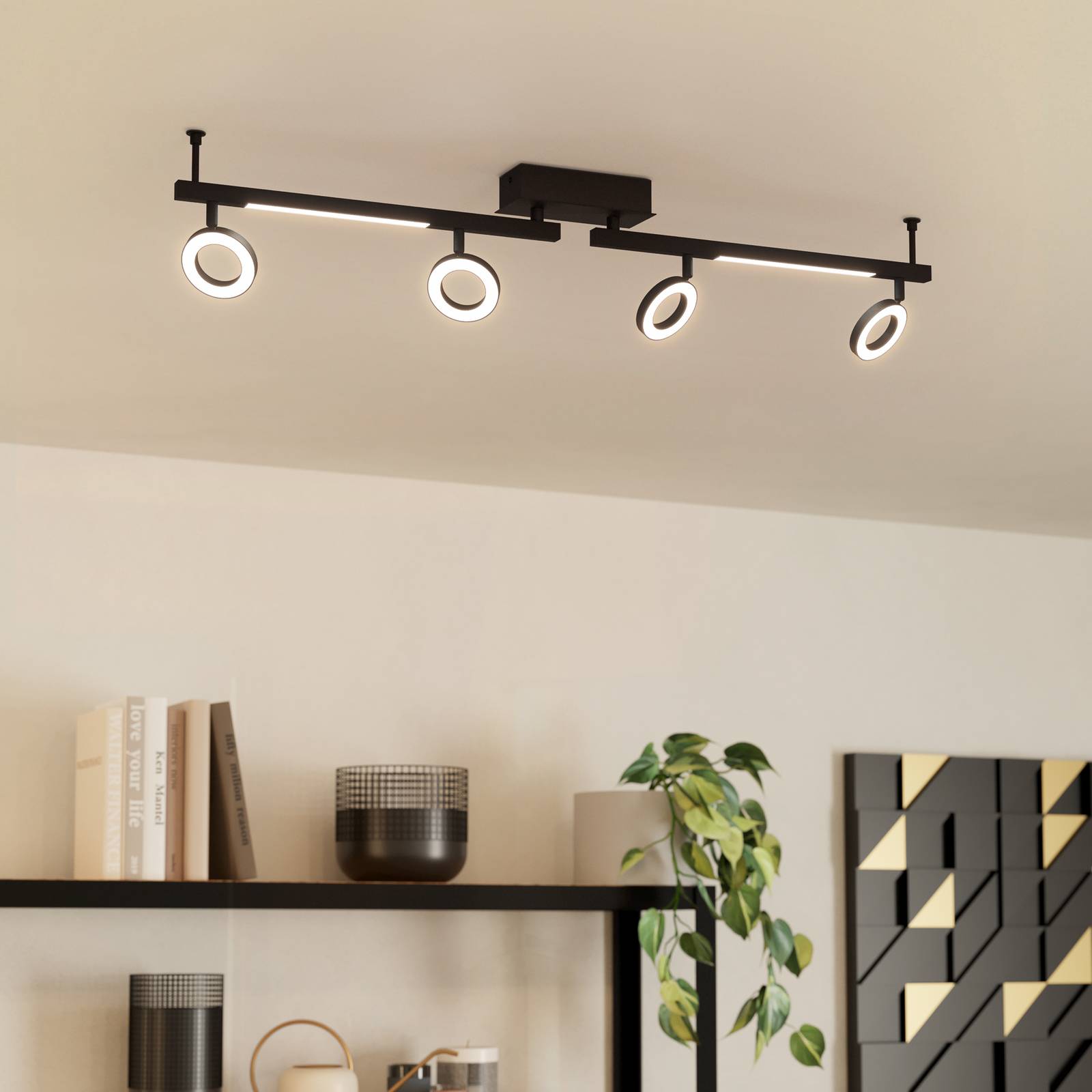 LED-Deckenspot Cardillio 2 schwarz mit vier Ringen günstig online kaufen