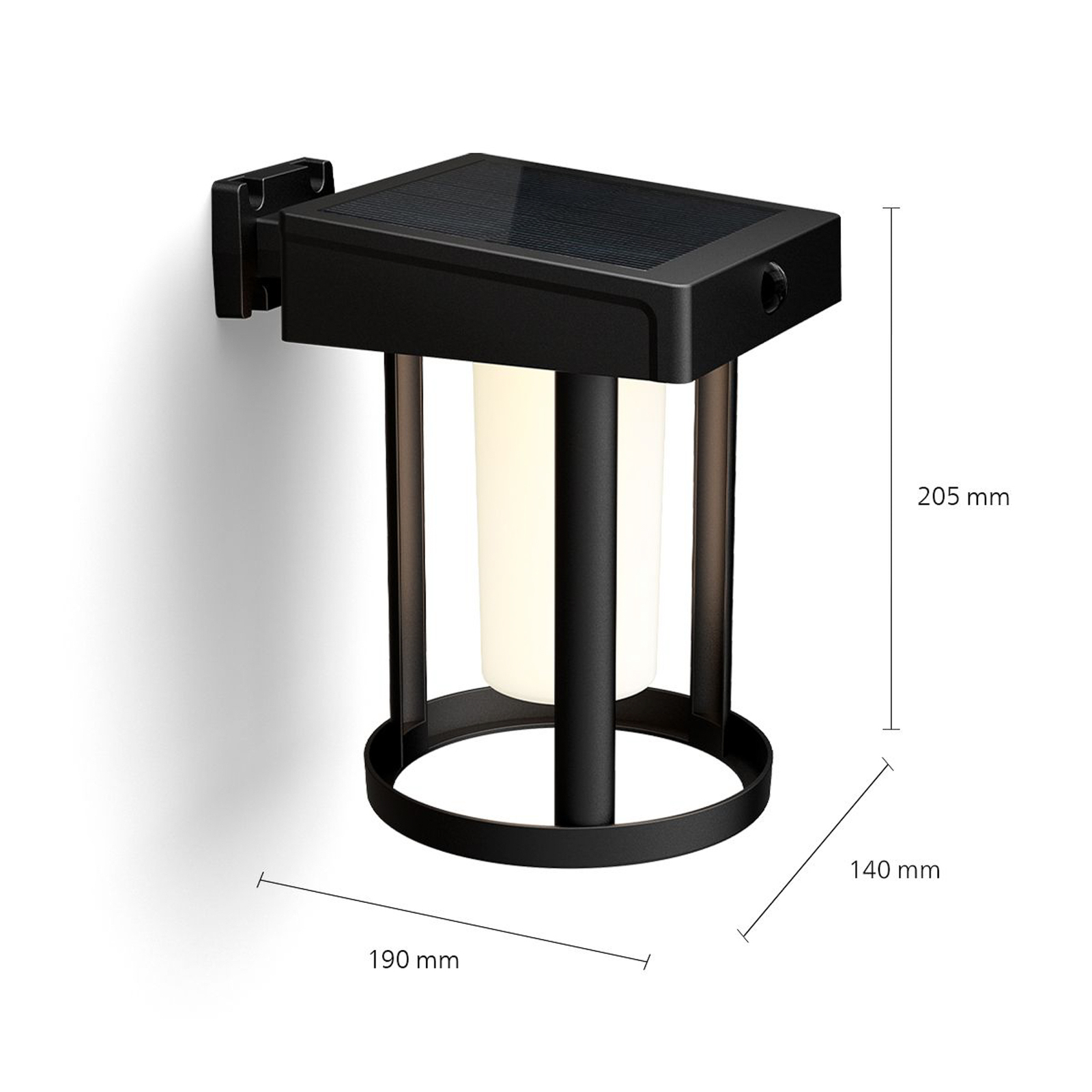 Philips LED-Solar-Wandlampe Camill, schwarz/weiß, Ø 14 cm