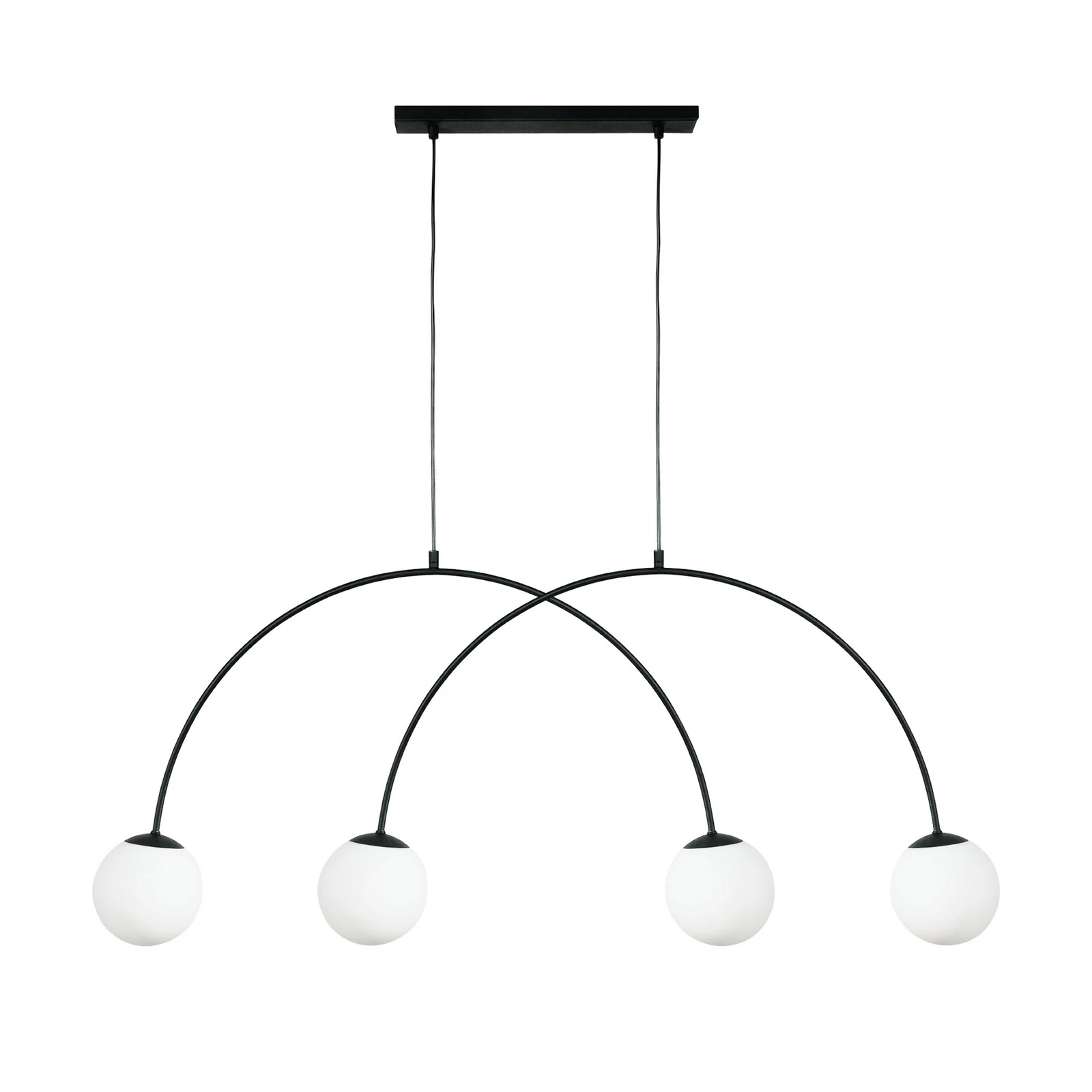 Piekaramā lampa Nova, stikls/metāls, melna/balta, 4 gaismas avoti