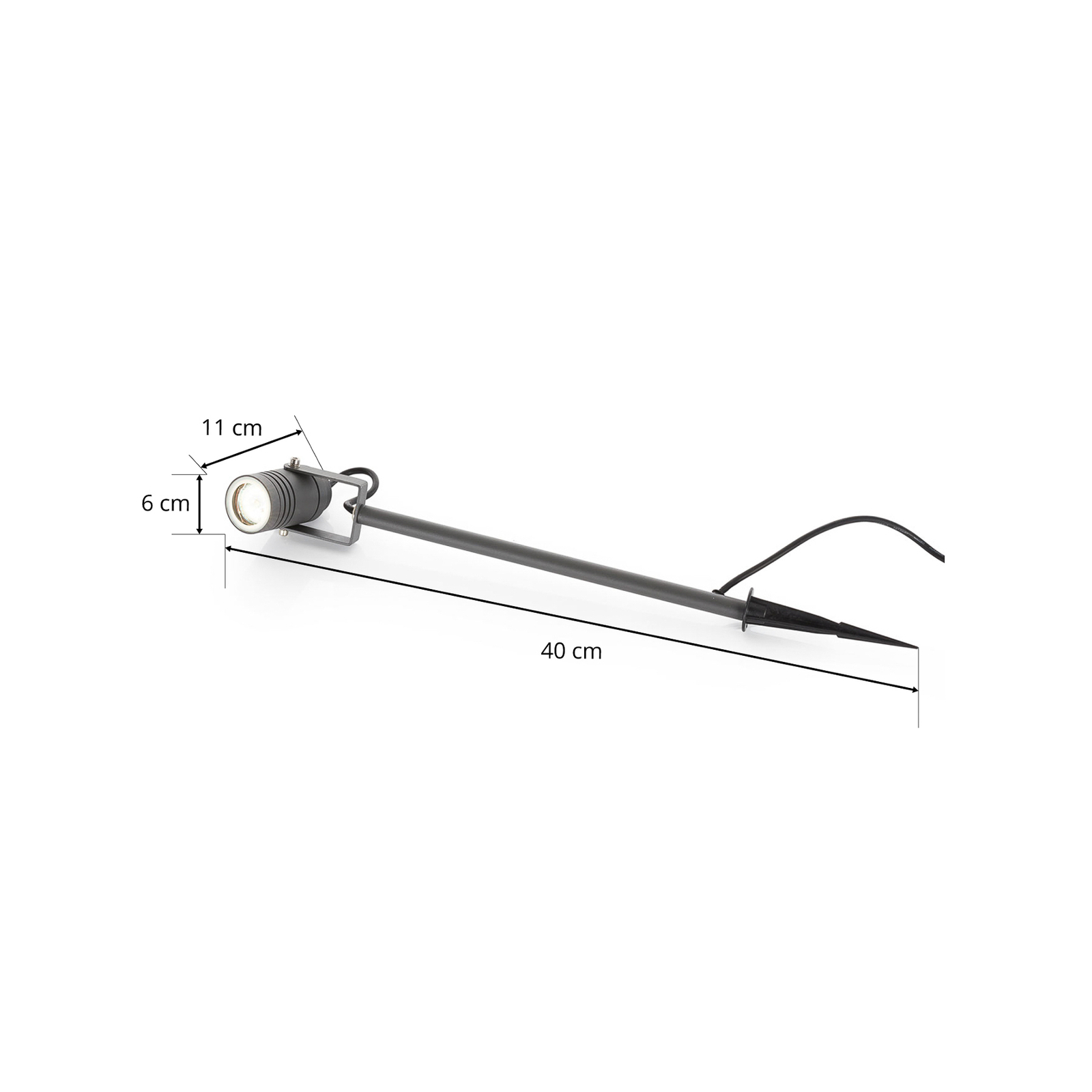 Lucande Außenstrahler Galina, Erdspieß, Stecker, grau, 40 cm