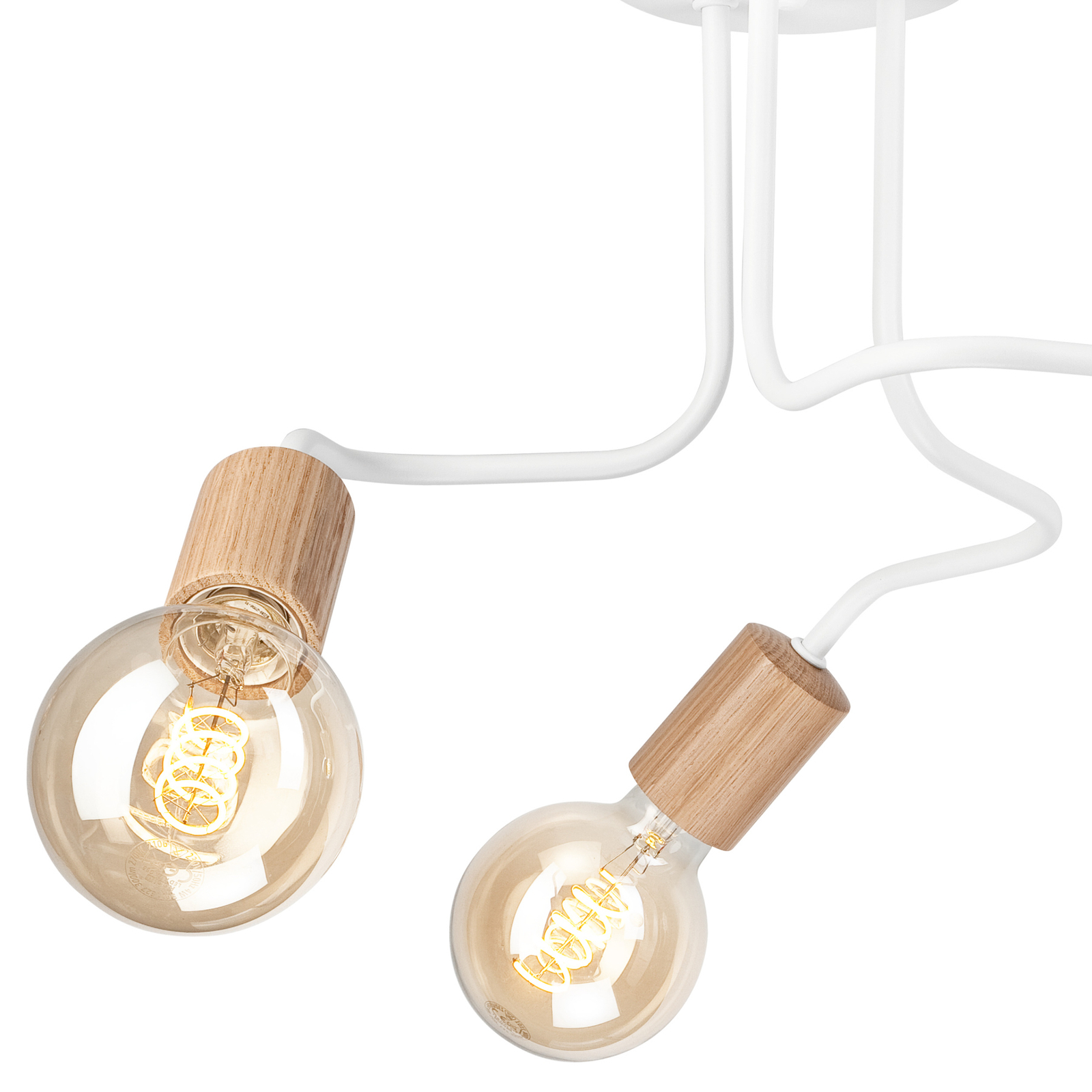 Envostar Joiy plafondlamp 3-lamps verdeeld wit/hout