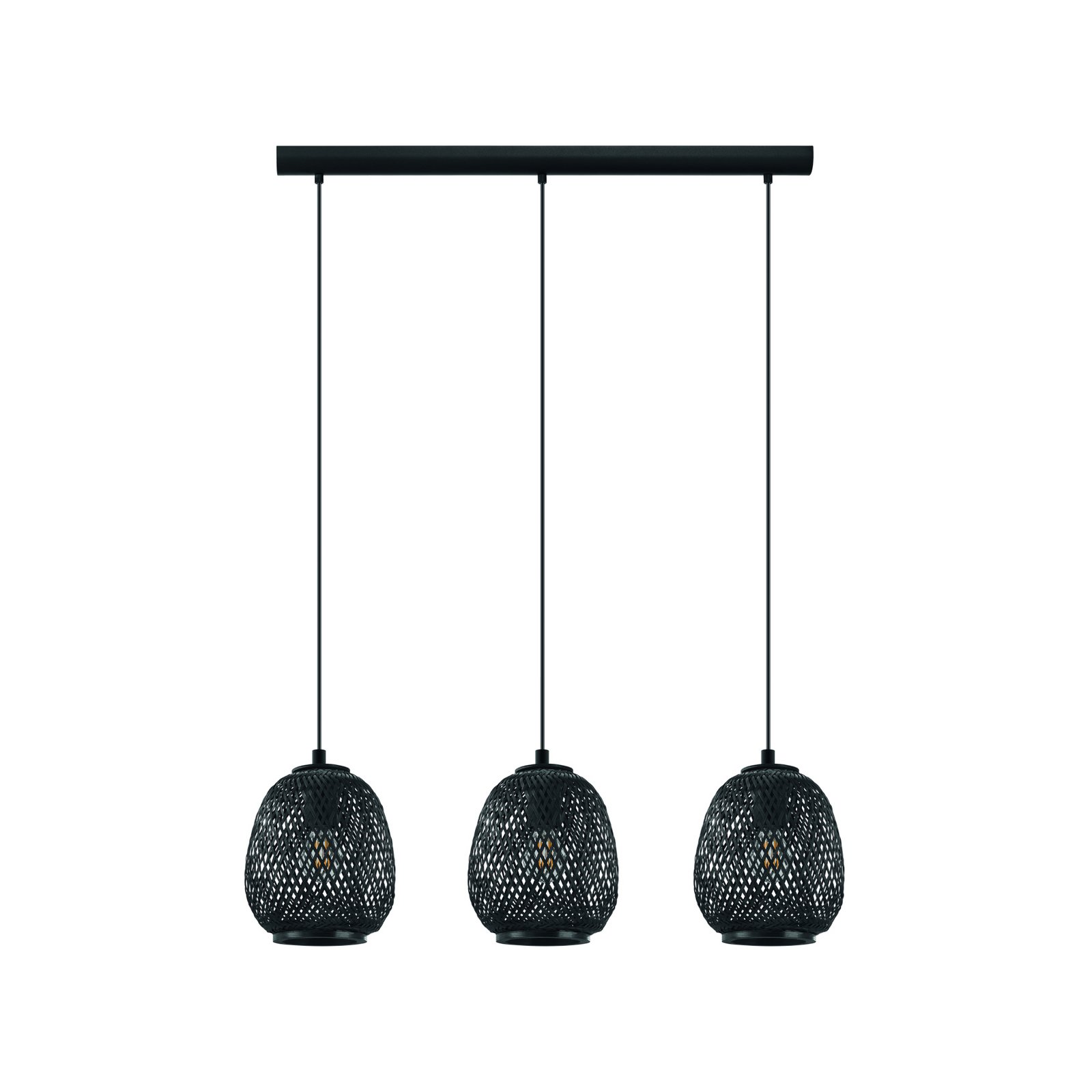 Lampă suspendată Dembleby, 3 becuri, negru