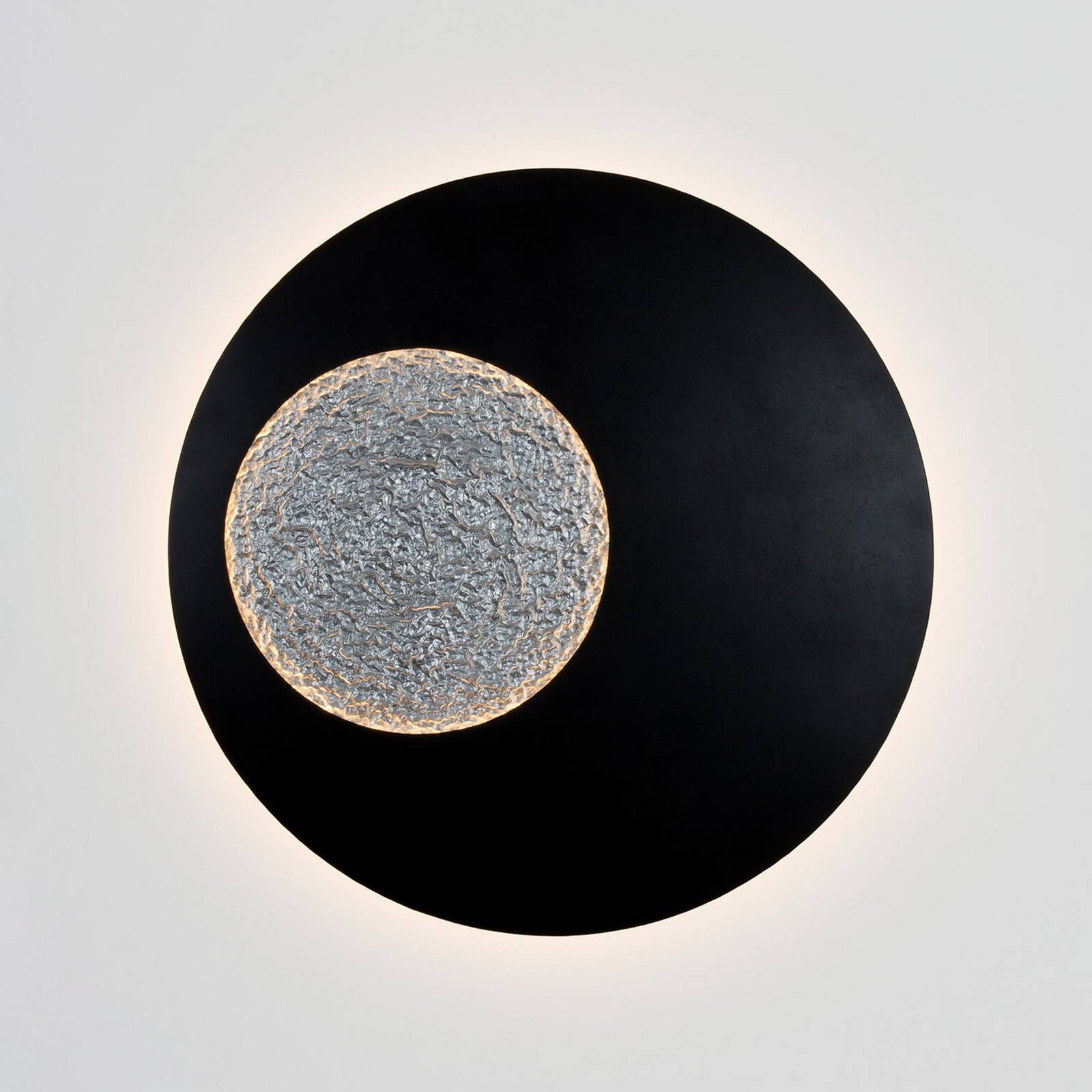 LED-væglampe LUNA GIGANTE XL, sort/sølv, Ø 100 cm, dæmpbar