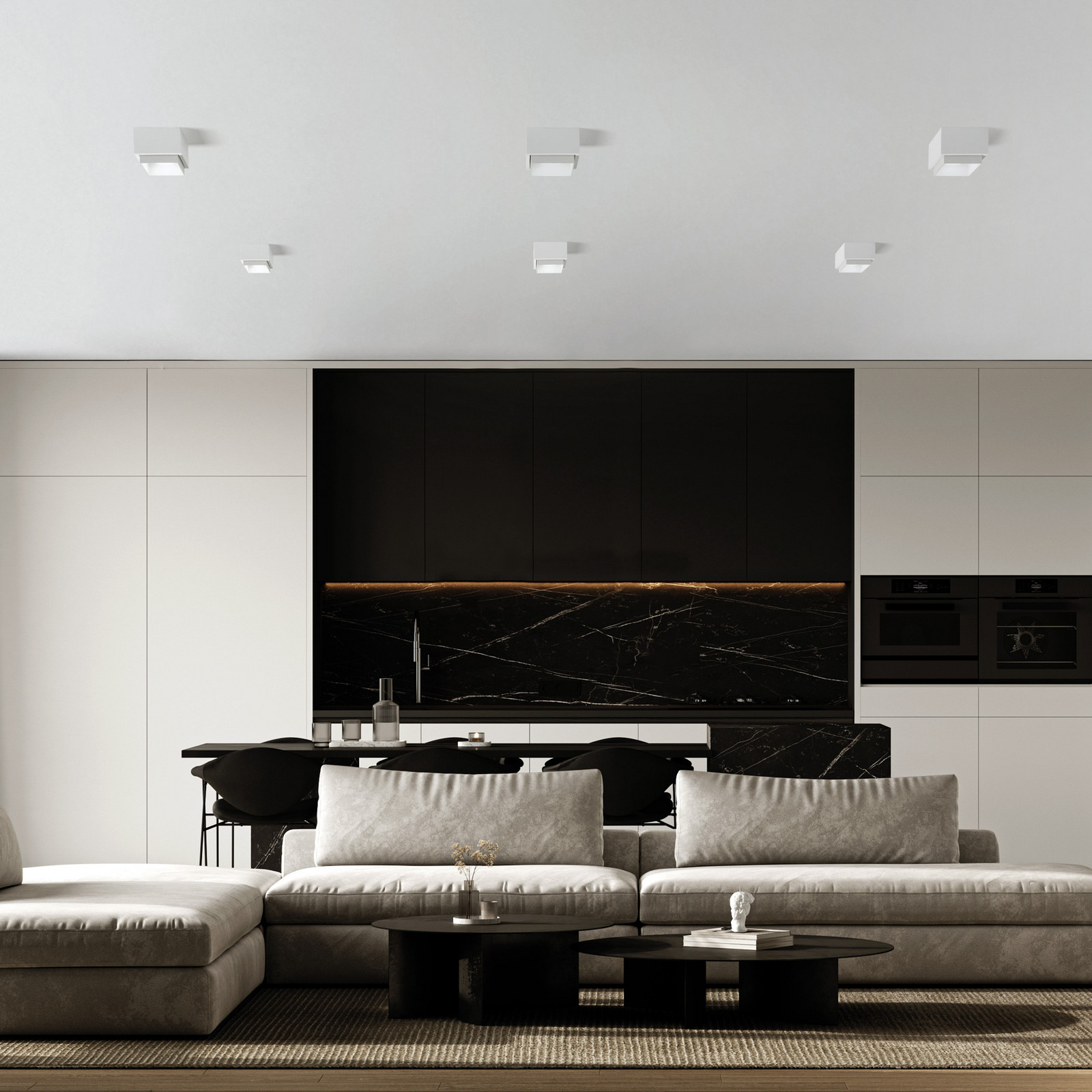 TECNICO by Sforzin Plafonieră Syme albă unghiulară 11 cm gips GX53 - Camera de zi / sufragerie - modern - Tencuială / Argilă