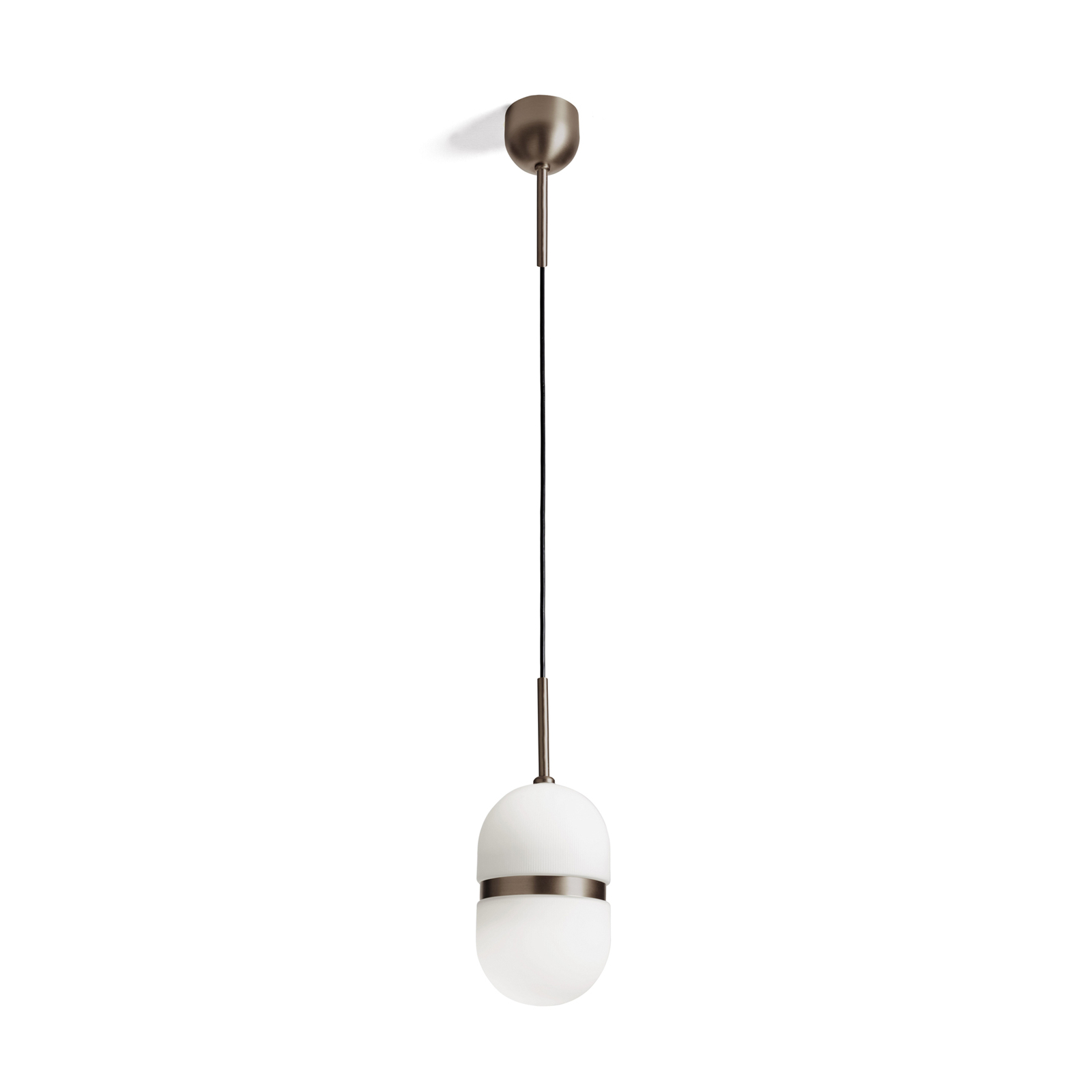 Candeeiro suspenso Domu, Ø 15 cm, bronze/branco, vidro, GX53