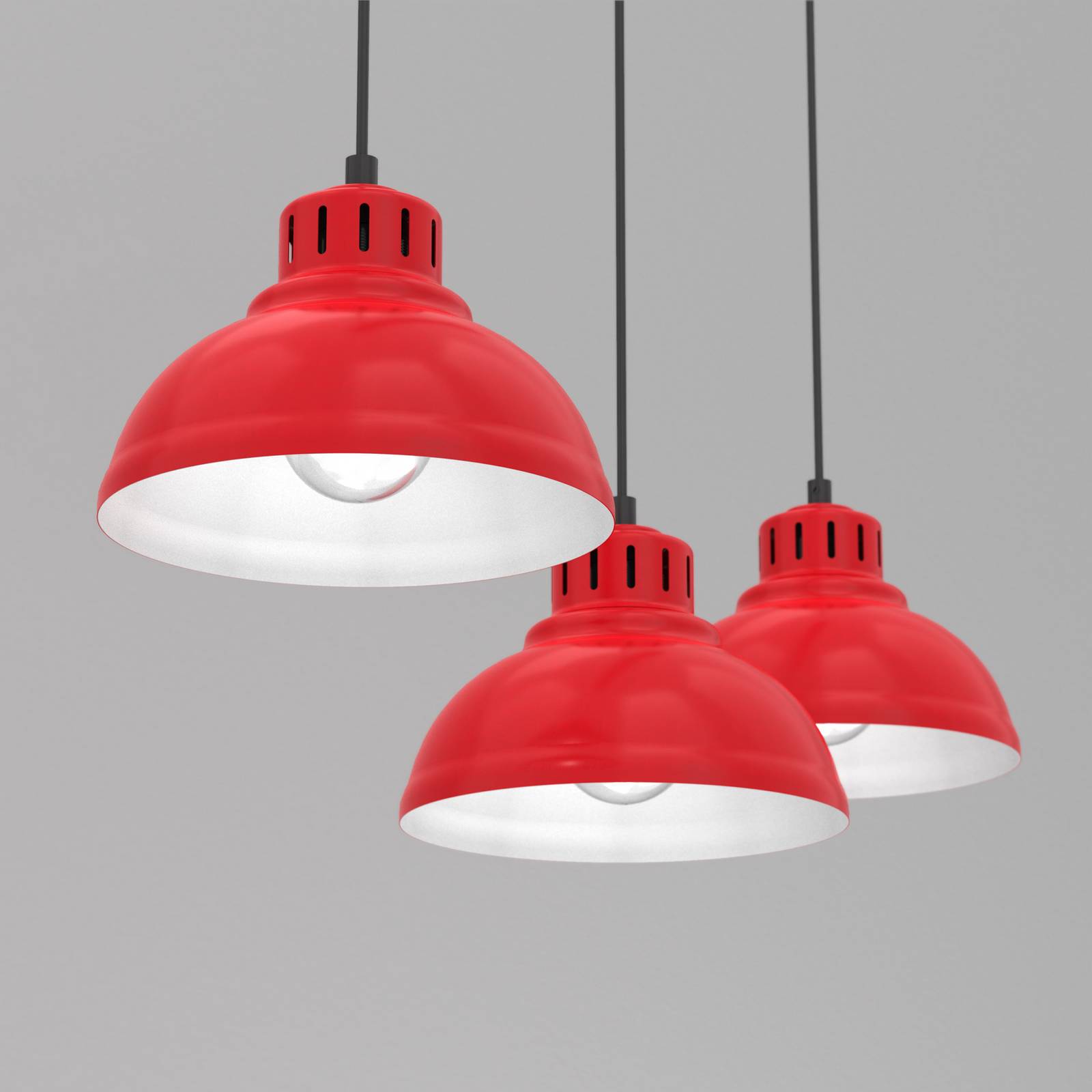 Lampa wisząca Sven, 3-punktowa, czerwona, stal, E27