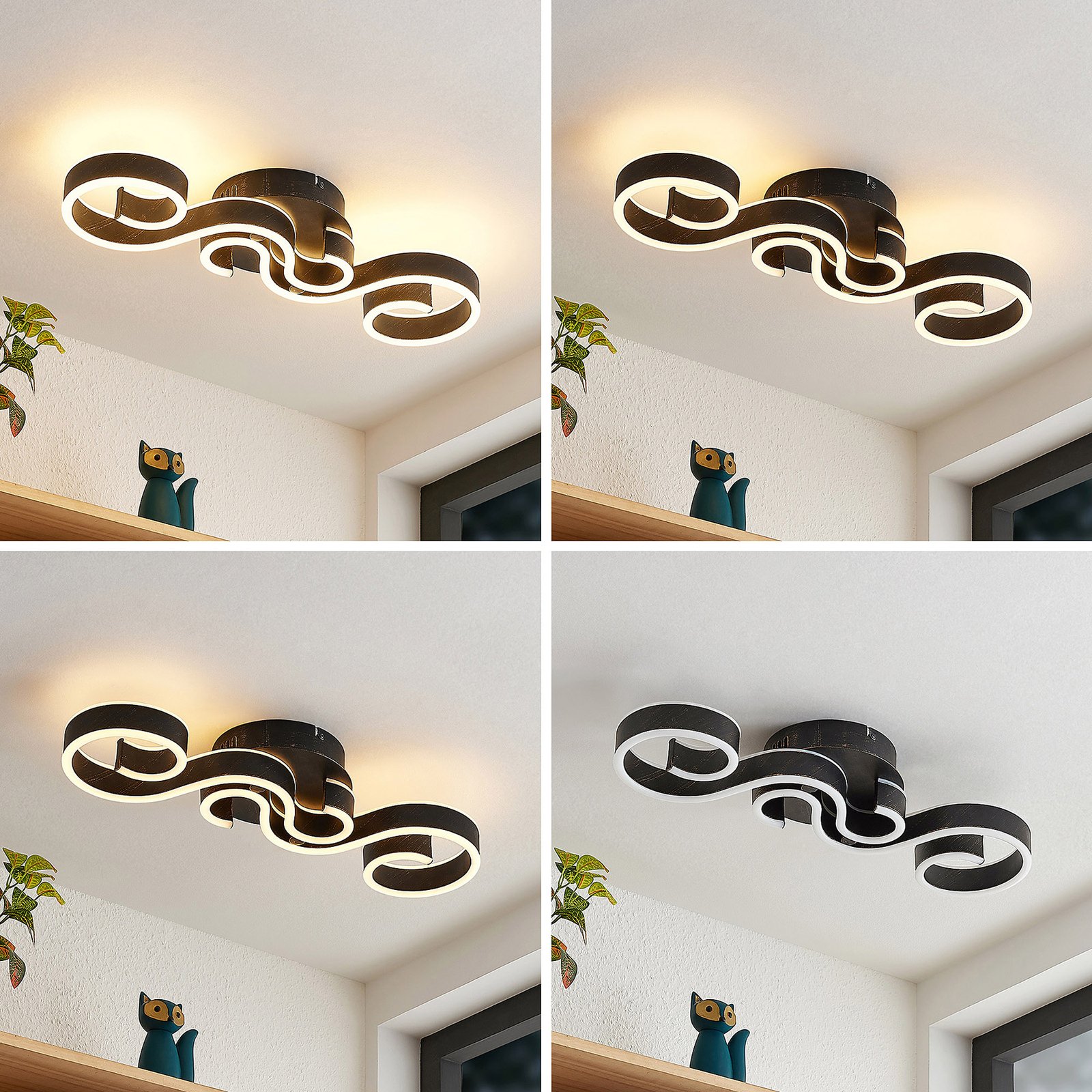 Lucande Admira LED-taklampa 51,7 cm, svart