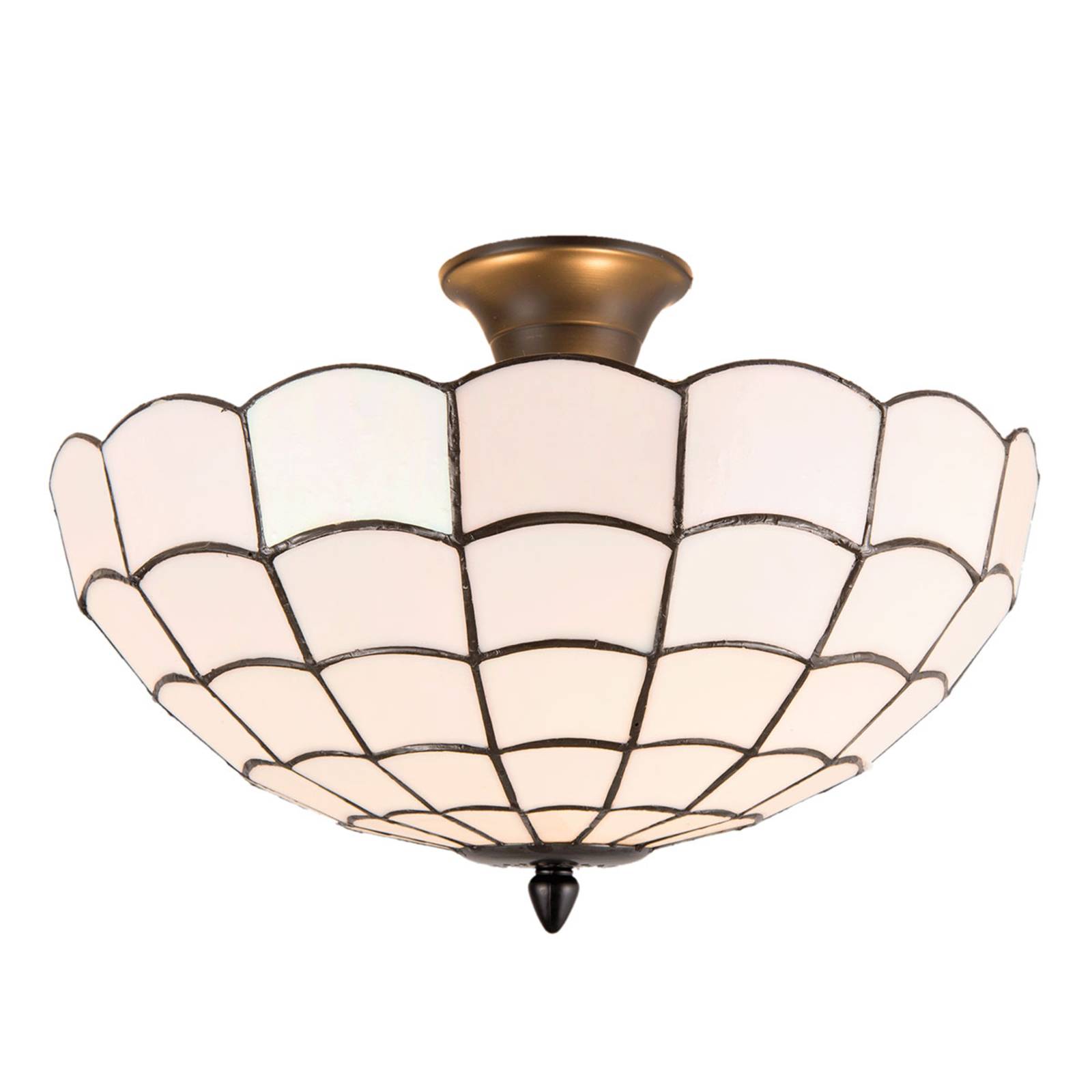 Plafondlamp Wiebke, wit, in Tiffany-stijl
