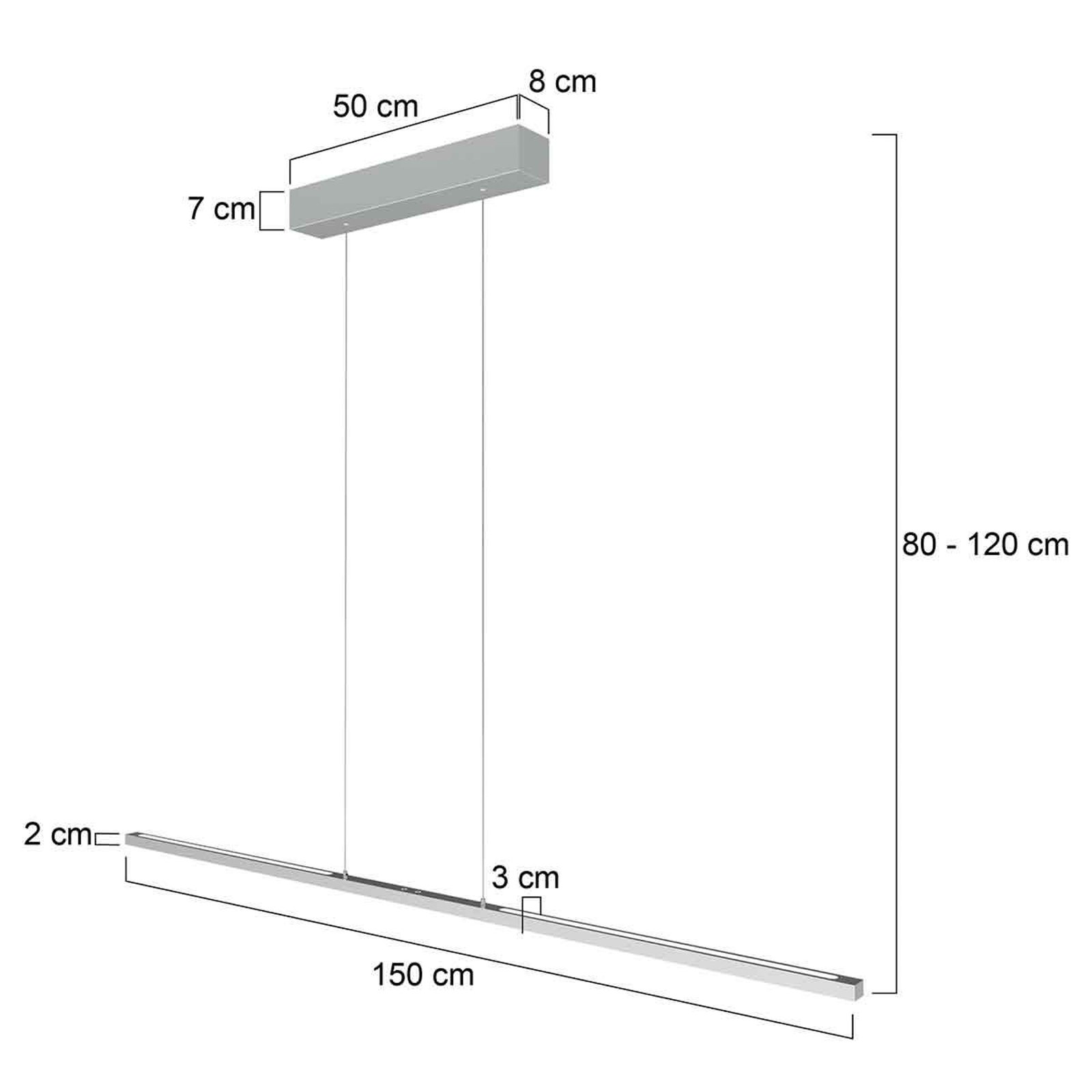 LED závesné svetlo Bande, 155 cm, hore/dole, oceľ, CCT, stmievač