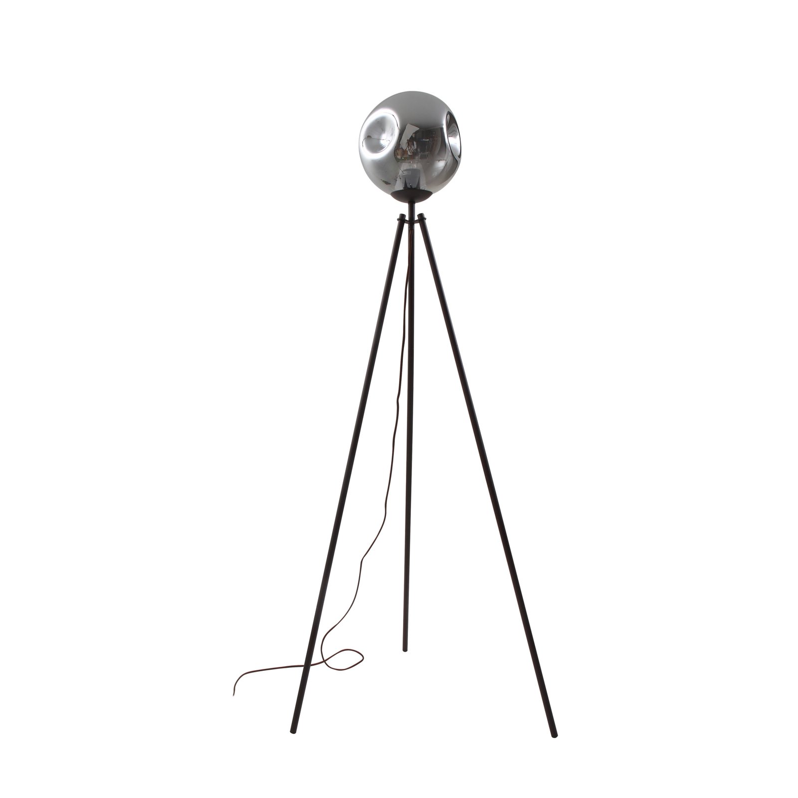 Stojací lampa Lindby Valentina, E27, kouřově šedá, sklo, 150 cm