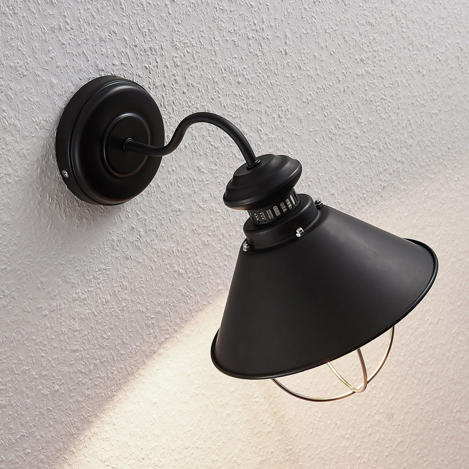 Wandlampe Aloisia Schwarz Kupfer Metall Käfig Lampenwelt Wandleuchte Rustikal
