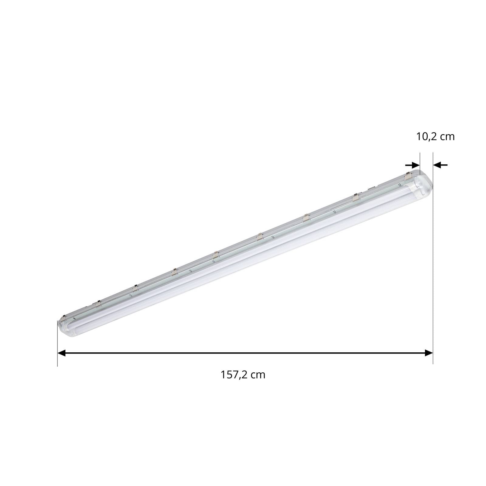 PRIOS lampe til våtrom Lior, 157 cm, 2 x T8, G13, IP65, 18W