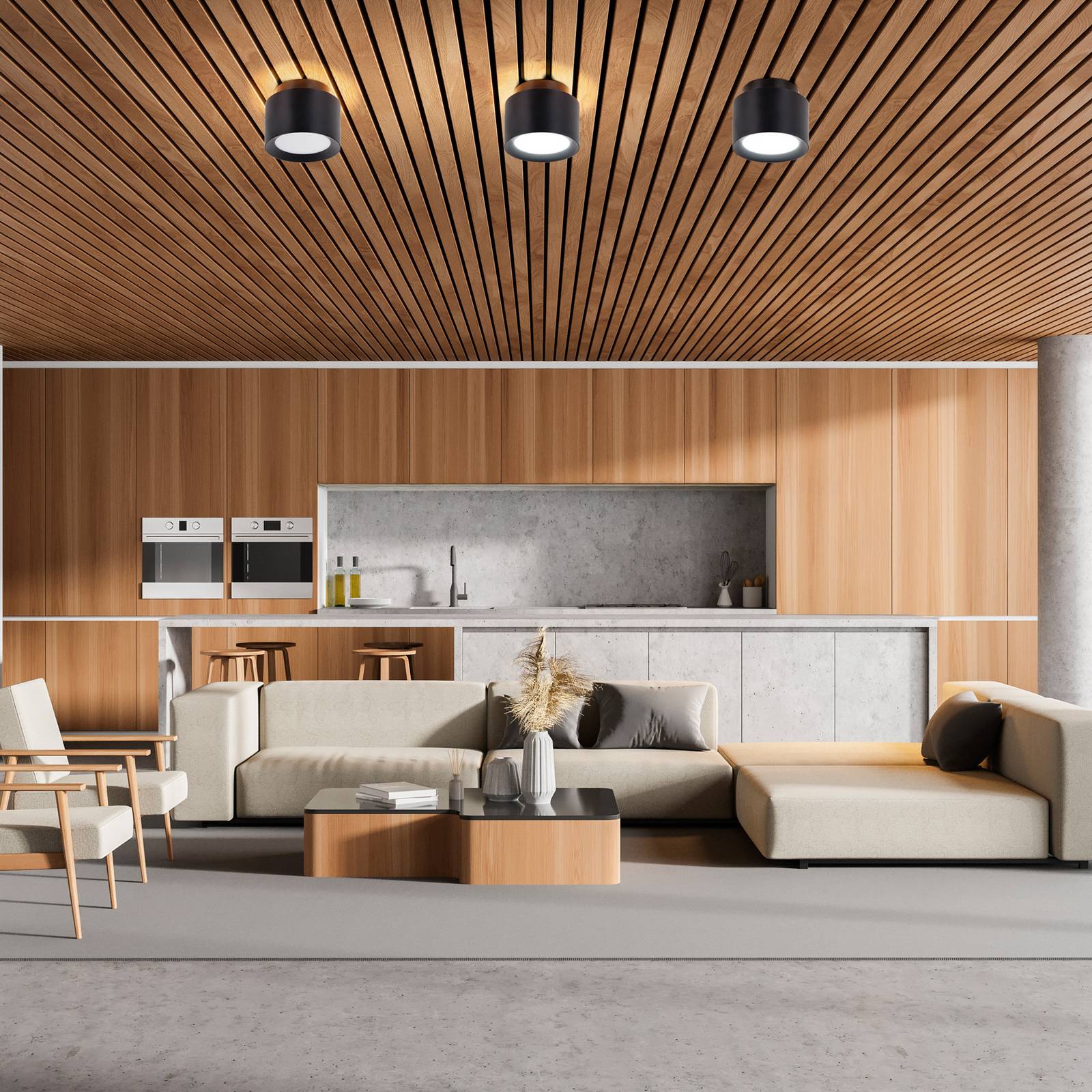 Näve LED plafondspot Trimes, Ø 11,5 cm, zwart, CCT, step-dimbaar