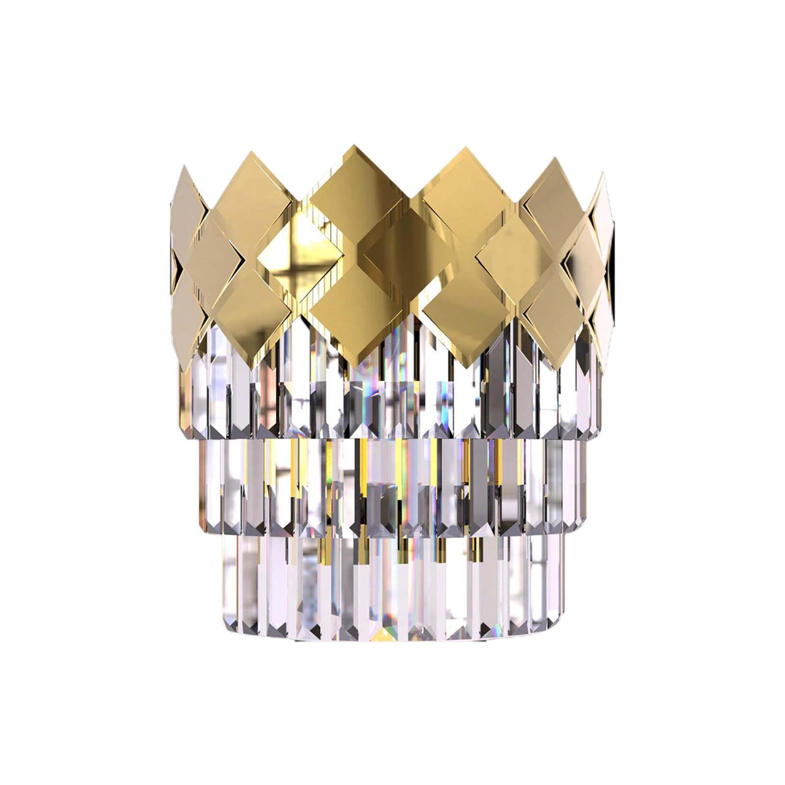 Carisma vägglampa, guldfärgad metall, glaskristaller, Ø 27 cm