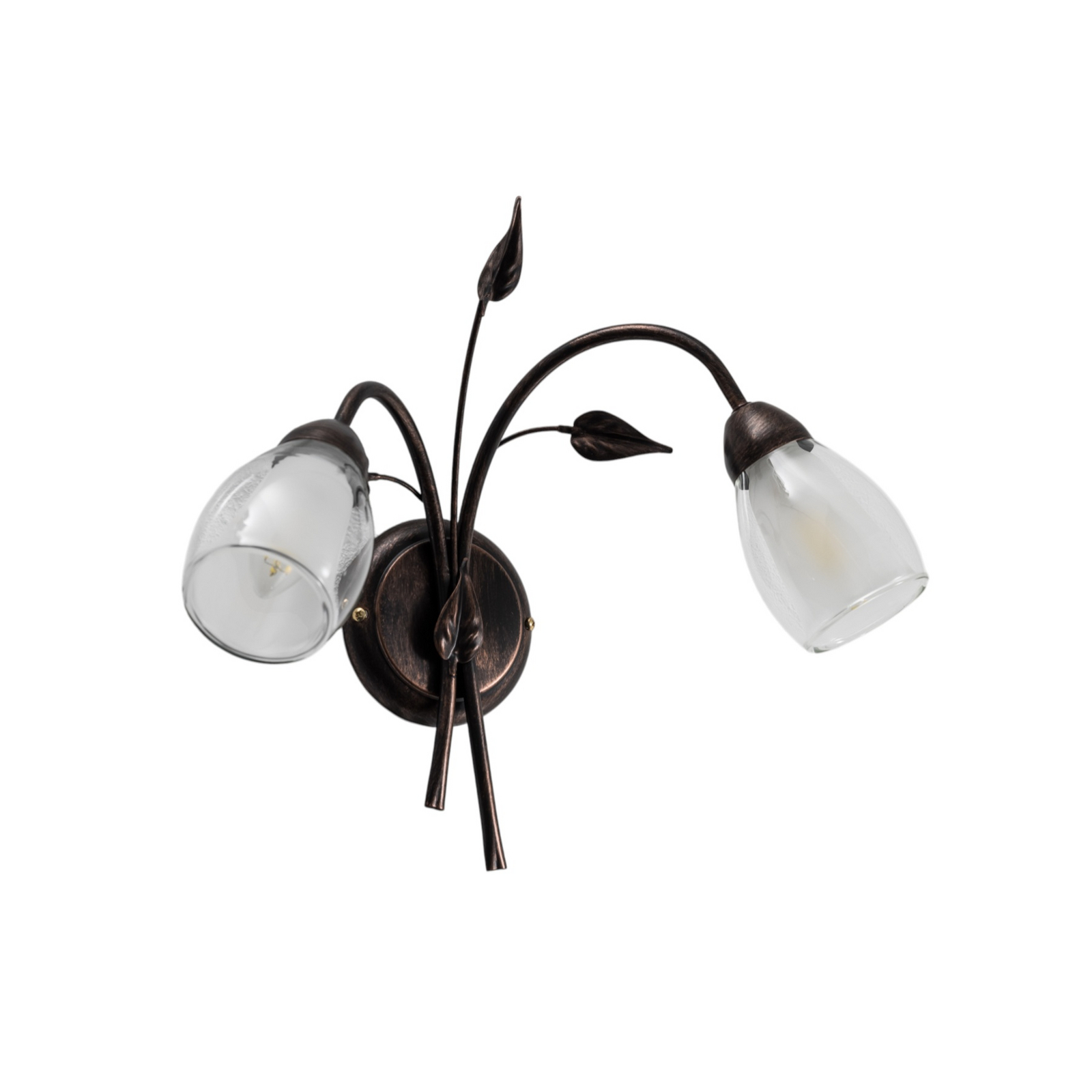 Vegglampe Liliana, 2 lyskilder, svart, rødgull, metall