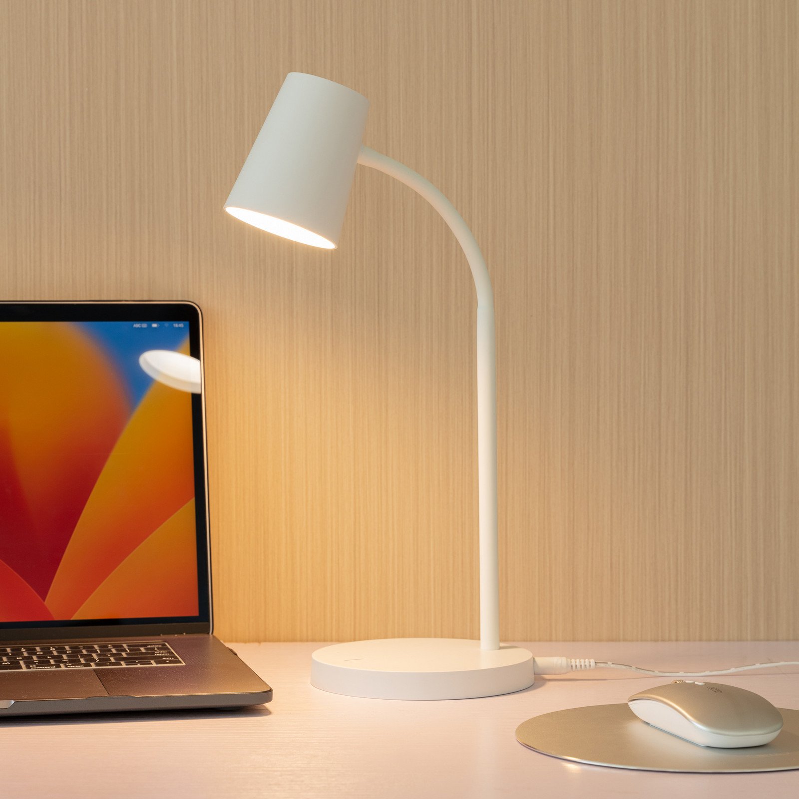 Lindby LED lampă de masă Ailina înălțime 36 cm alb dimabil - Studiu / Birou - modern - Plastic