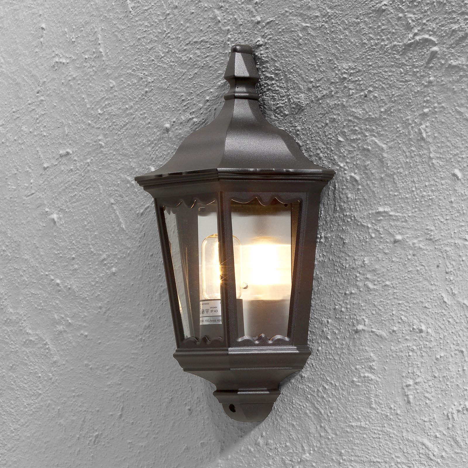 Firenze outdoor wall light, half shell, black