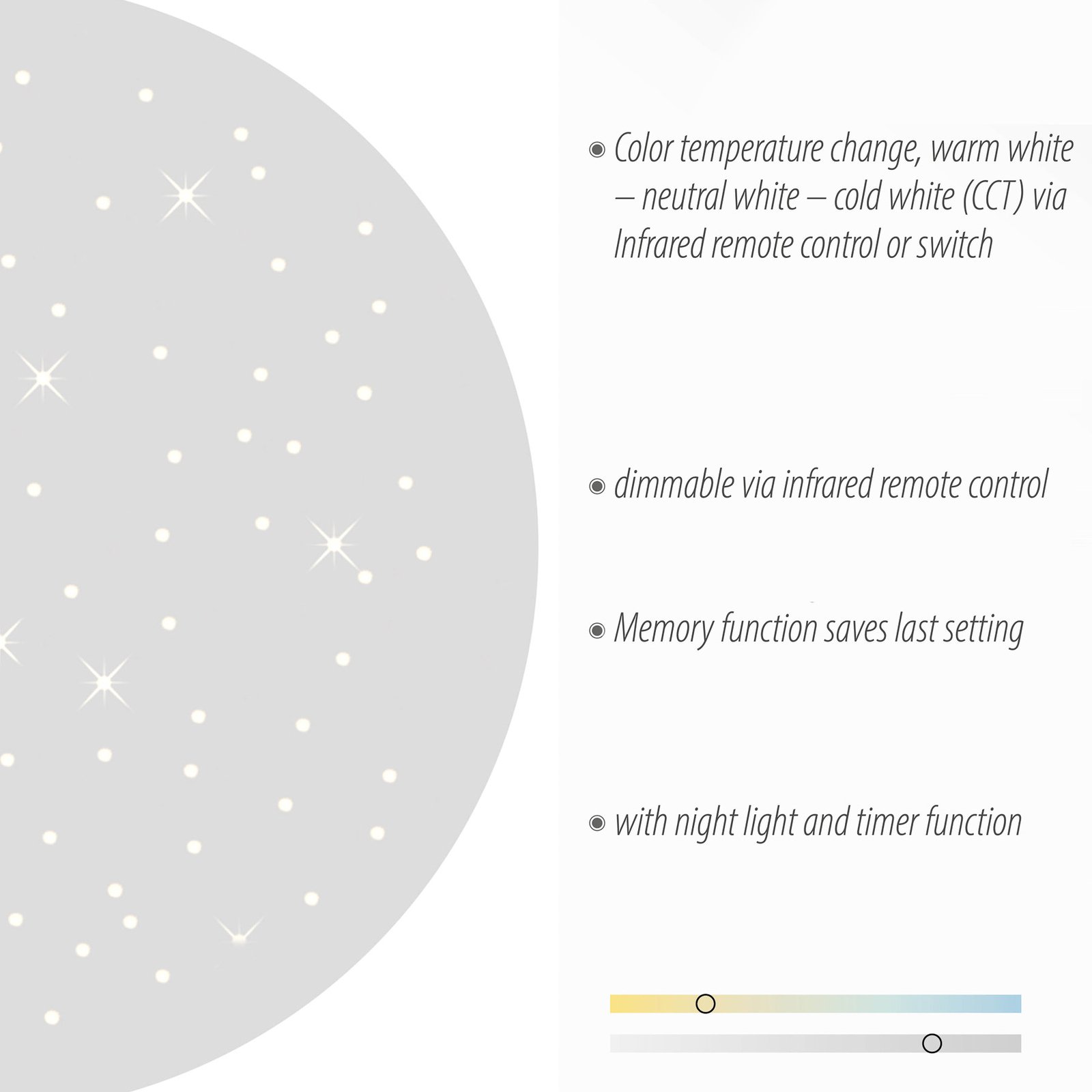 LED lubinis šviestuvas "Sparkle CCT dim white" Ø 48cm