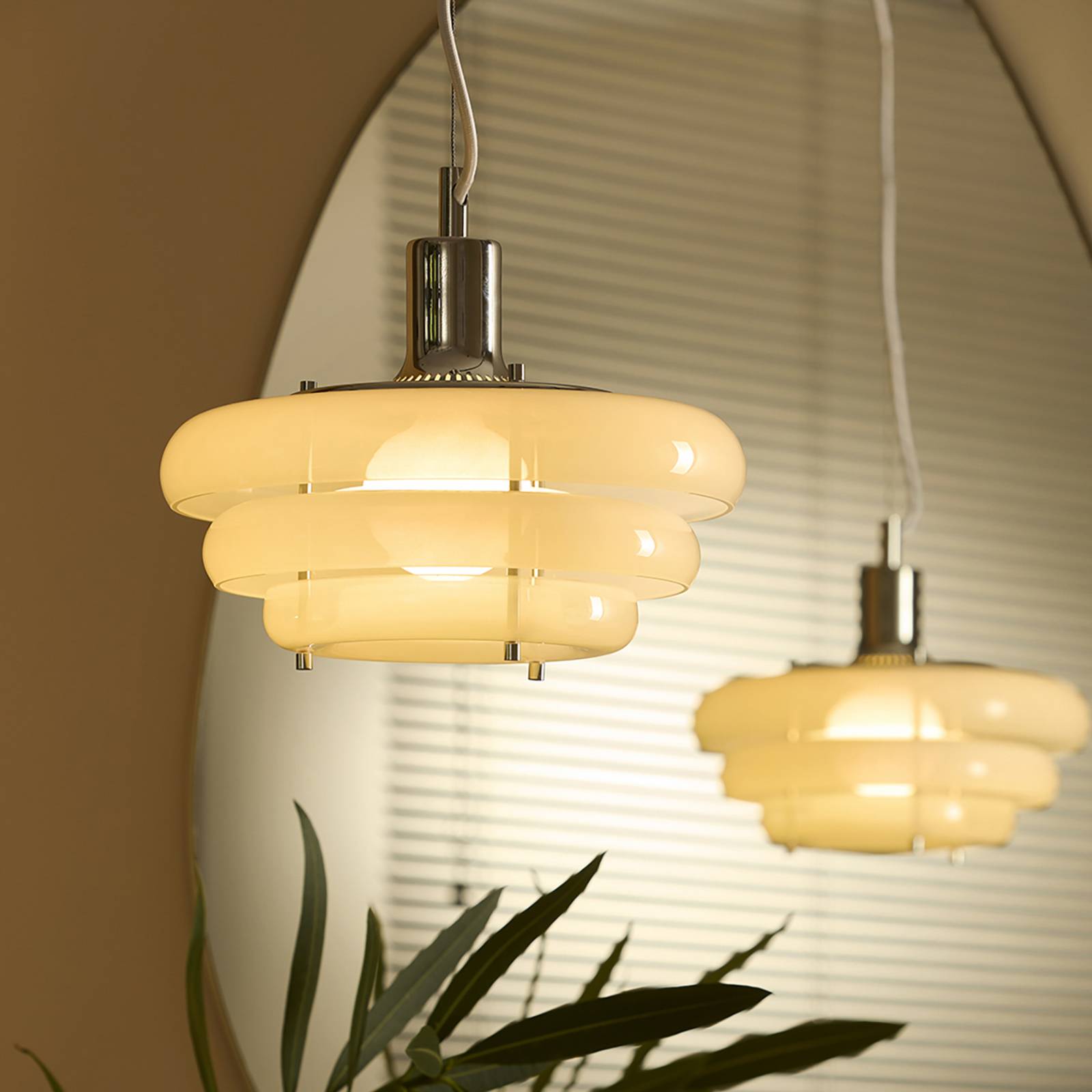 MARKET SET Suspension Sunset Ø 28 cm, blanc brumeux, verre, E27