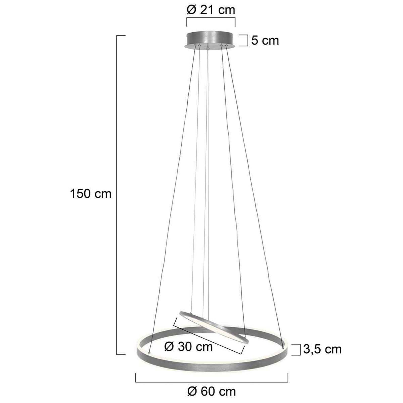 LED závesné svietidlo Ringlux, 3 svetlá, oceľ, Ø 60 cm