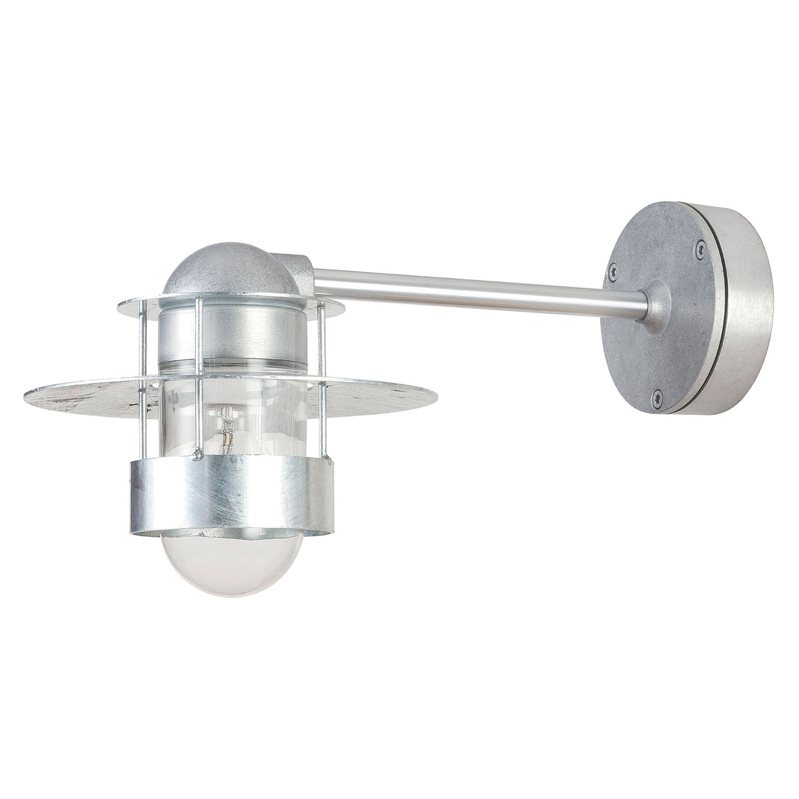 Louis Poulsen Albertslund wall lamp 51.5 cm zinc-plated, aluminium, glass, E27, 100 W, energy efficiency: A++, H: 22 cm
